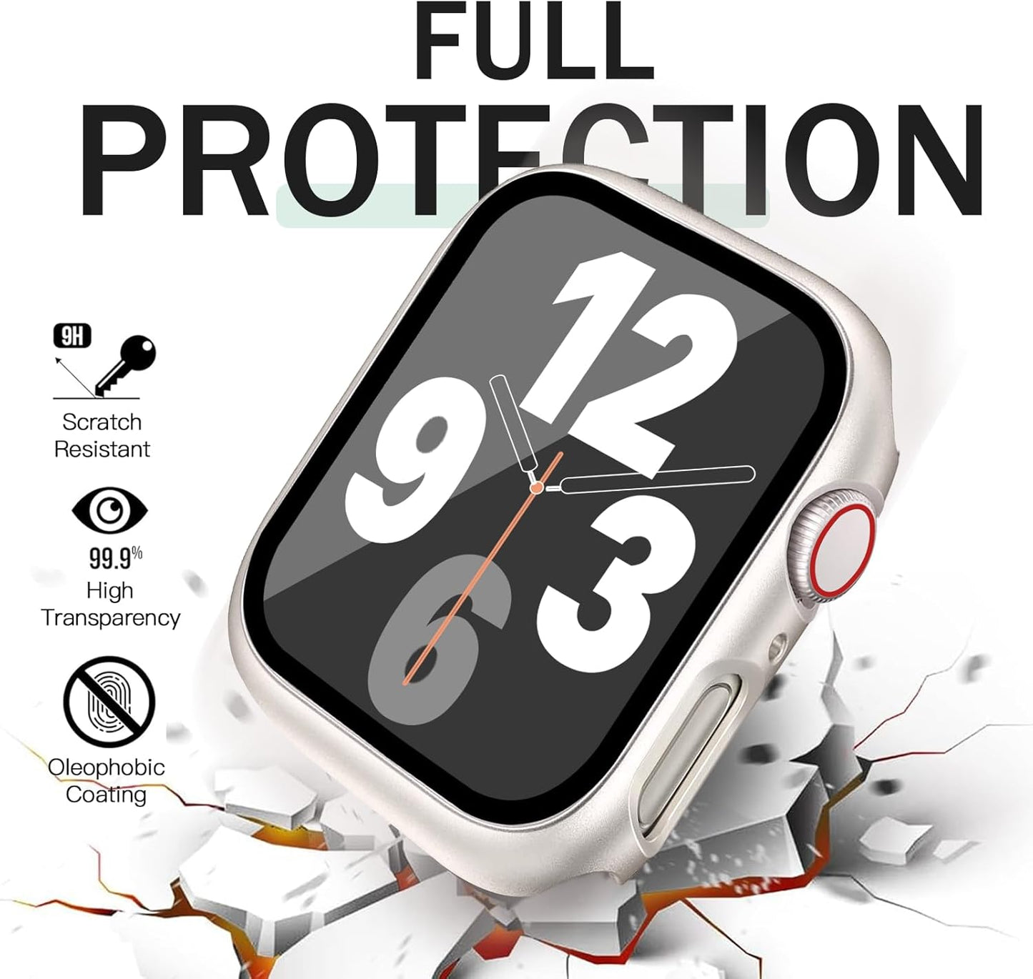 JR.DM 42mm 2 Pack Hard PC Case with HD Tempered Glass Screen Protector for Apple Watch Series 3/2/1, Slim Guard Bumper Full Coverage Protective Anti-Scratch Face Cover for iWatch, Starlight+ Clear