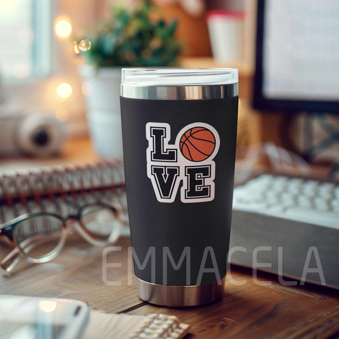 (3PCS) Basketball Stickers – Love Basketball Vinyl Decals for Coaches, Players, Fans – Sports Stickers for Water Bottles, Laptops, Tumblers, 3 x 2.5 Inch