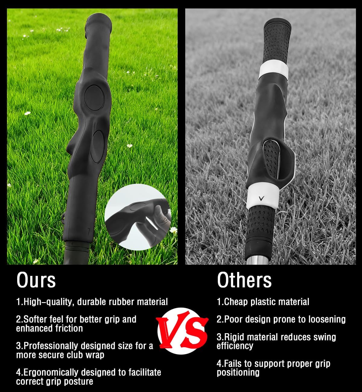 Rubber Golf Grip Trainer for Correct Hand Position | Golf Training Aid to Enhance Grip Strength & Swing Precision,Golf Accessories for Men Women , Ideal Golfs Gifts for Him or Her