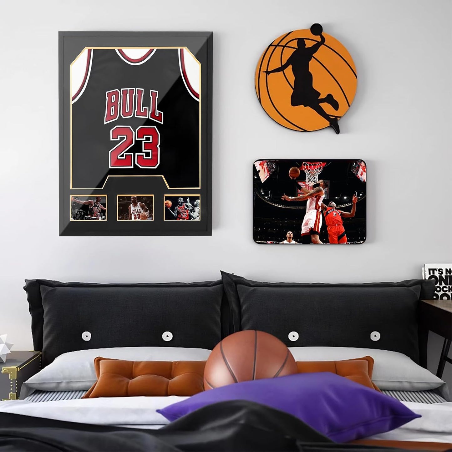 Nice C Jersey Frame Display Cases, Jersey Frame with Picture Slots, Jersey Shadow Box Display Case, 98% UV Protection, Football, Basketball (3 Pack, Black&Gold)