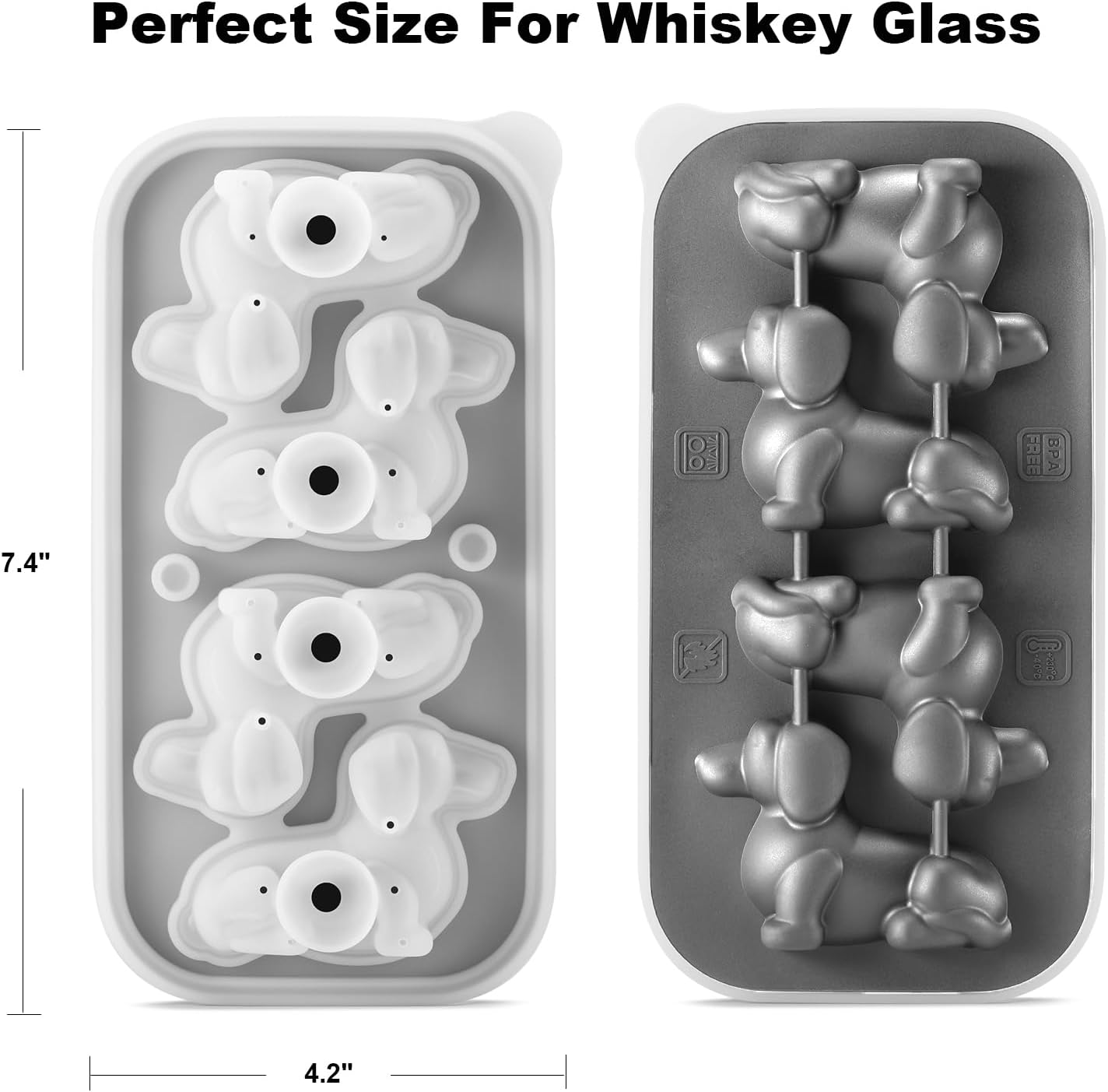 Nax Caki 3D Dachshund Dog Ice Cube Mold Fun Shapes, Dachshund Gifts for Women, Cute Large Craft Ice Mold, Big Dog Ice Cube Trays for Whiskey Cocktails Bourbon