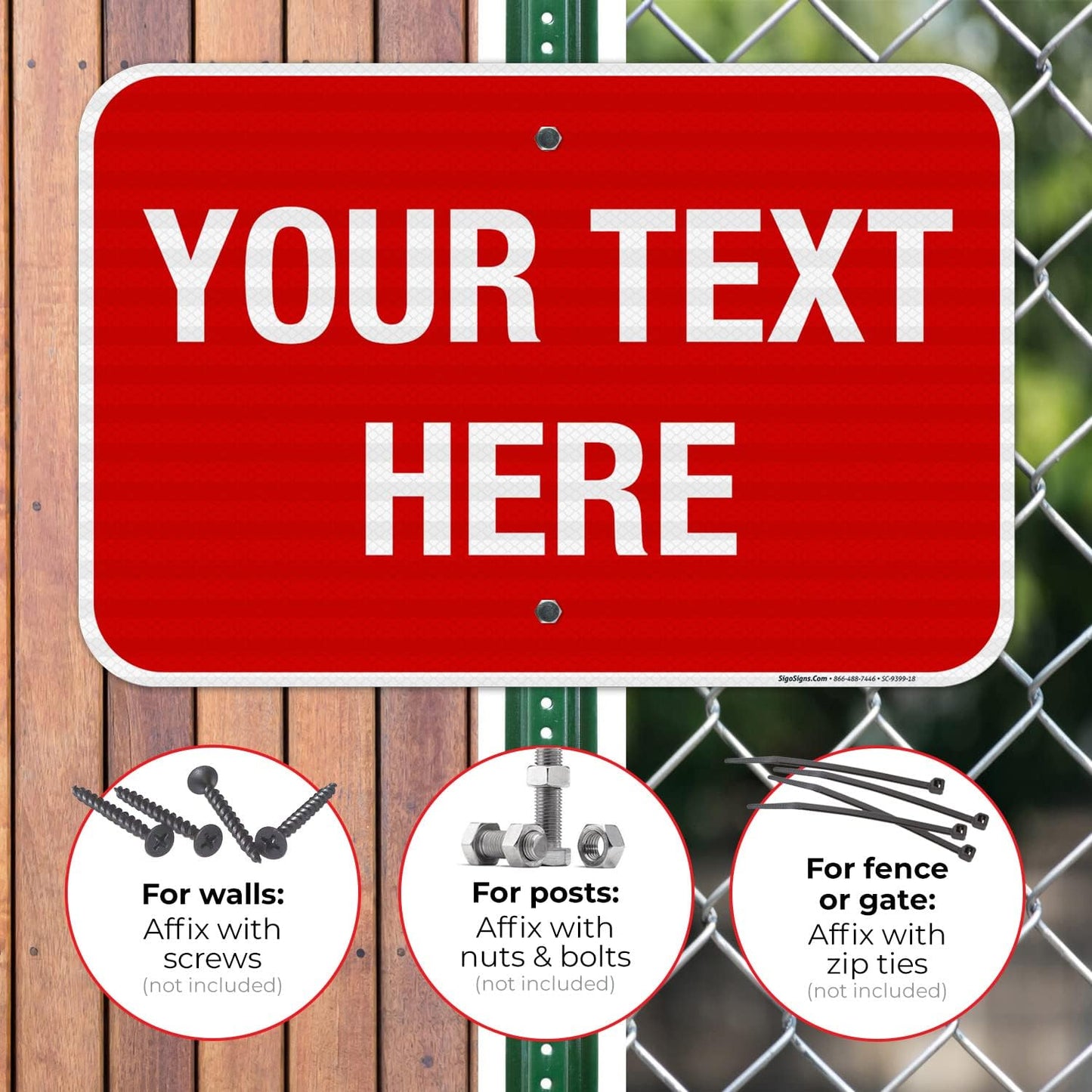 Personalized Custom Red Background Customize for Office, Business, Workplace, Home, Airbnb, Delivery Sign, 12x18 Inches, 3M EGP Reflective .063 Aluminum, Fade Resistant, Made in USA by Sigo Signs