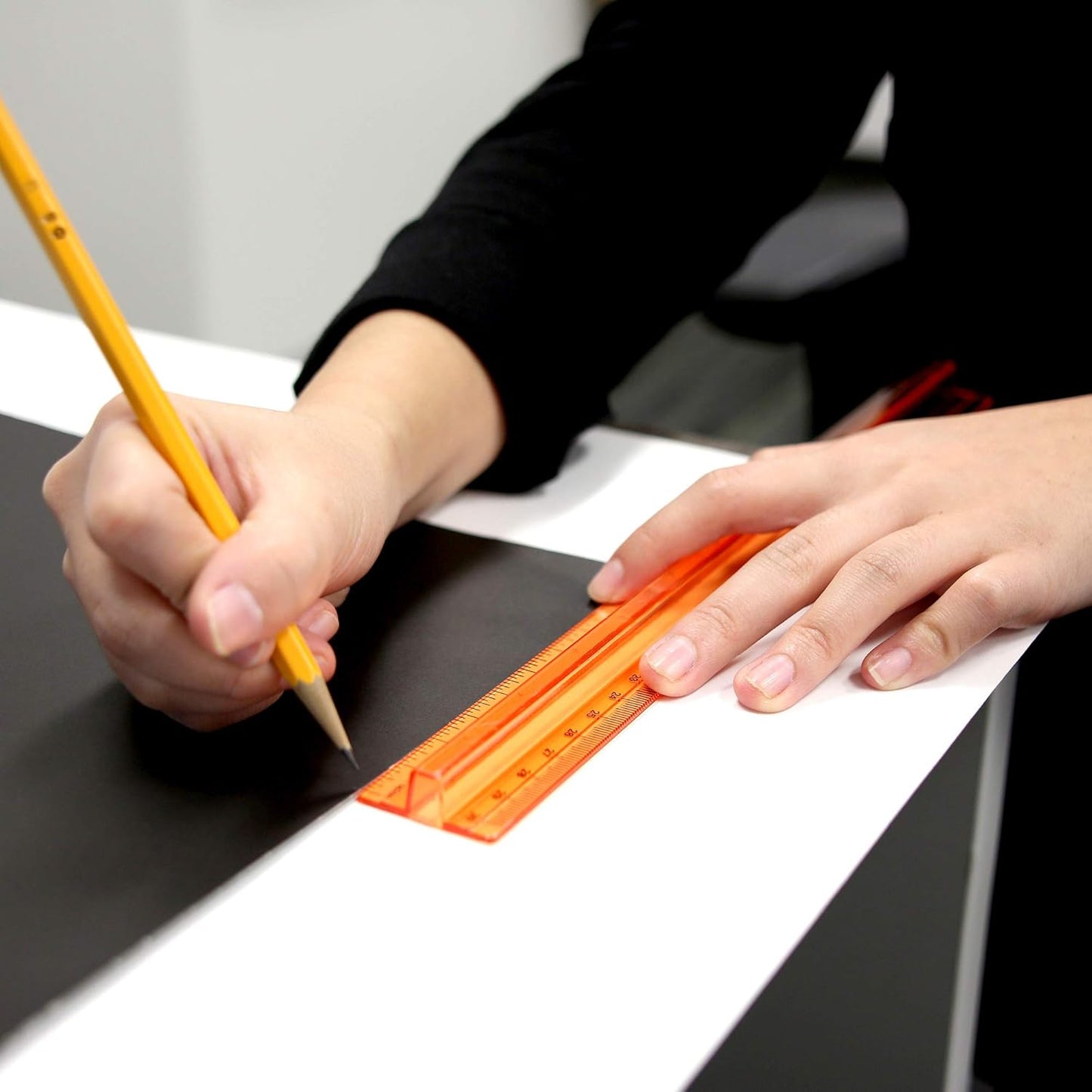 BAZIC Products Plastic Ruler 12" (30cm) w/Handle Grip, Inches Centimeter Metric Measuring Drafting Rulers, for Students School Supplies, Assorted Color, 6-Pack