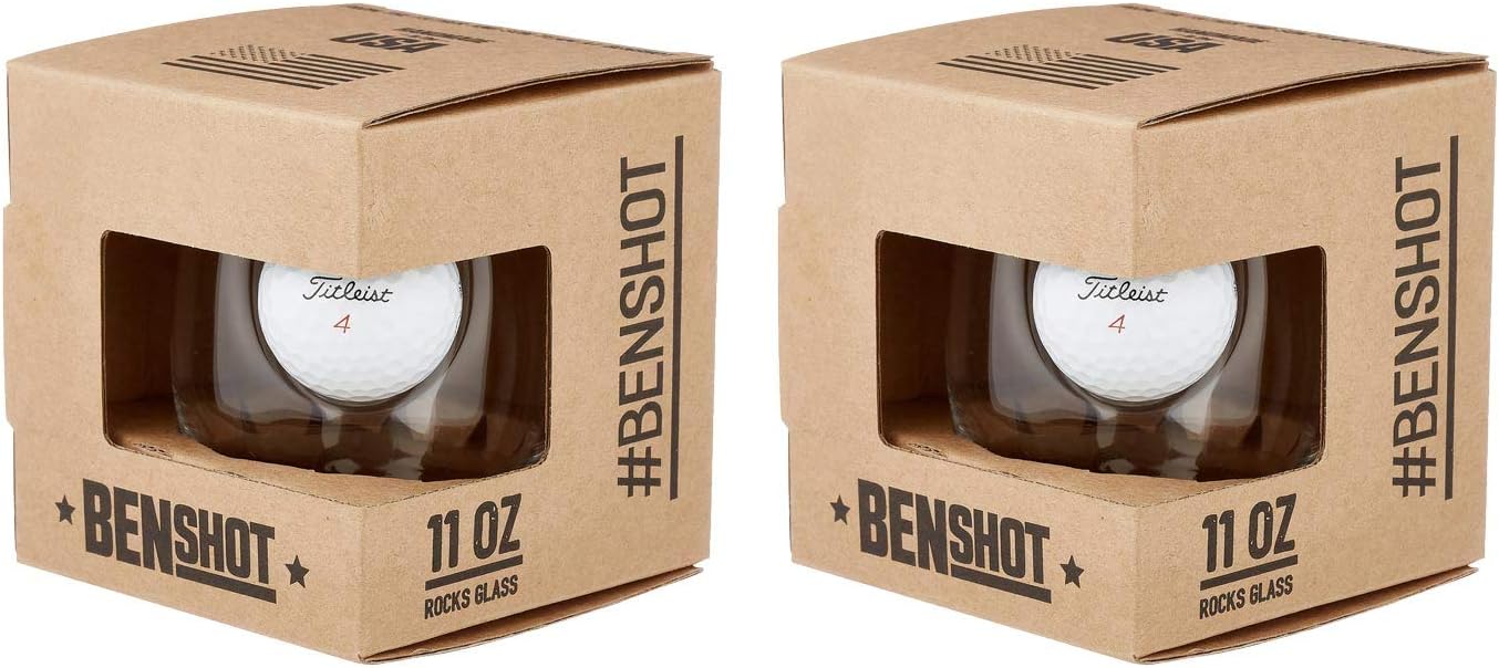 BenShot Golf Ball Rocks Glass - 11oz | Made in the USA [Set of 2]