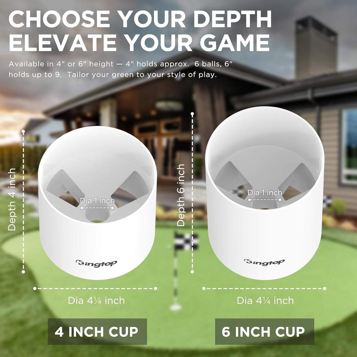 KINGTOP Golf Hole Cup – Fit PGA/USGA Regulations, Golf Accessories for Backyard Practice Putting Green, 4 Inches and 6 Inches Available
