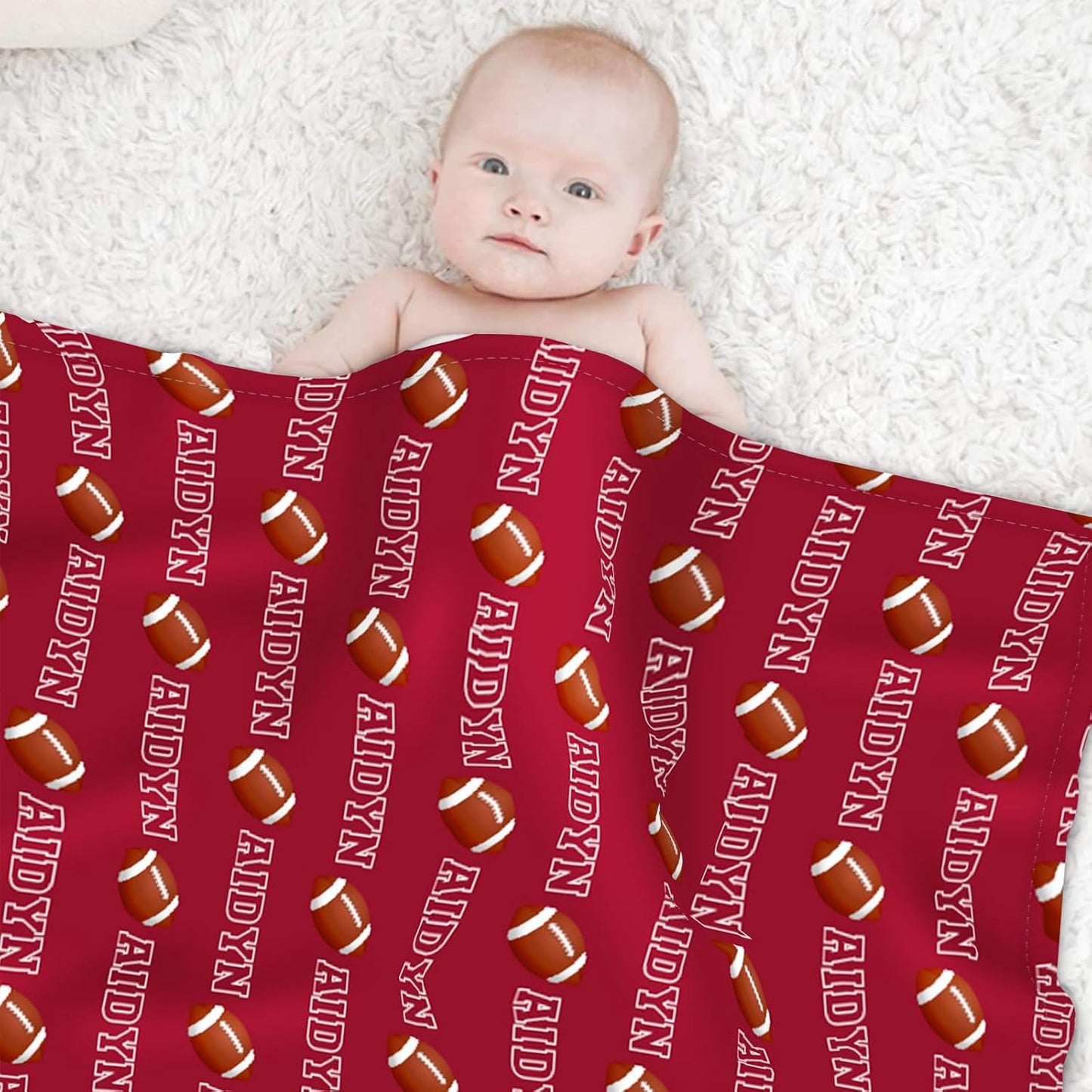 Custom Name Football Blanket - Personalized Names Soft Plush Flannel Throw Blankets for Baby Kids Teen Boys Girls Holidays Birthdays Gifts Color13