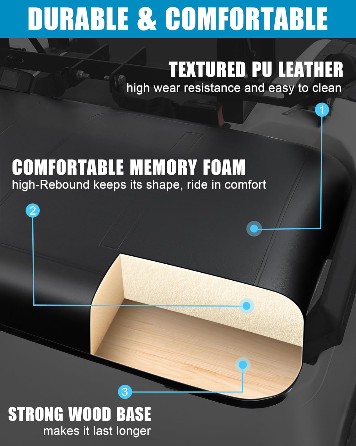 Golf Cart Front Seat Bottom and Back Rest Cushion Assembly Kit Replacement for EZGO TXT/Medalist 1994-2013
