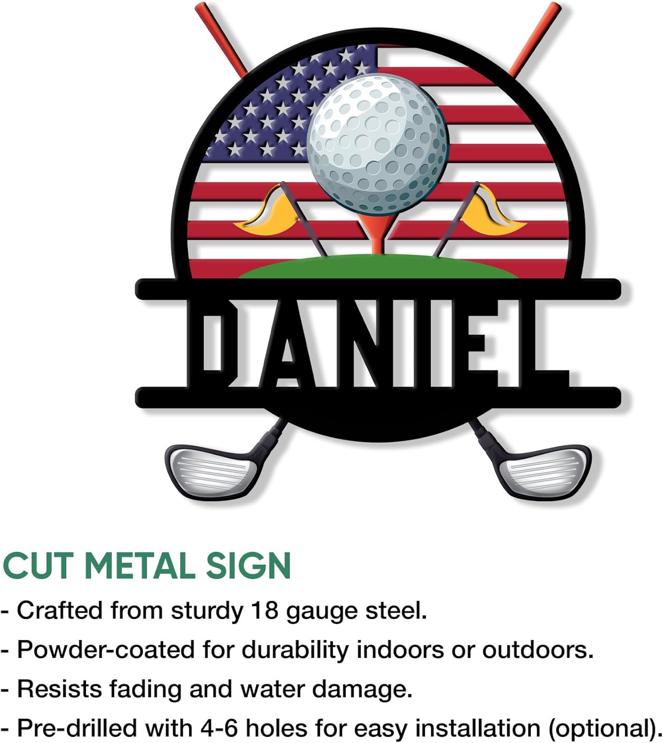 Personalized Golf Metal Sign – Custom Name Wall Decor for Clubhouse, Home, or Office – Great Gift for Golfer, Dad, Mom, Son, Daughter, or Coach on Birthday or Special Occasion