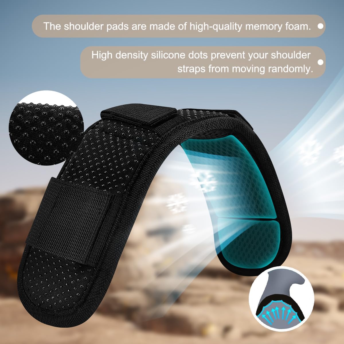 ZINZ 2-Pack Universal Shoulder Pad with Ultra Thick Cushion for Bag Luggage Bag Crossbody, Plus Long & Anti-Slip & Breathable,Black