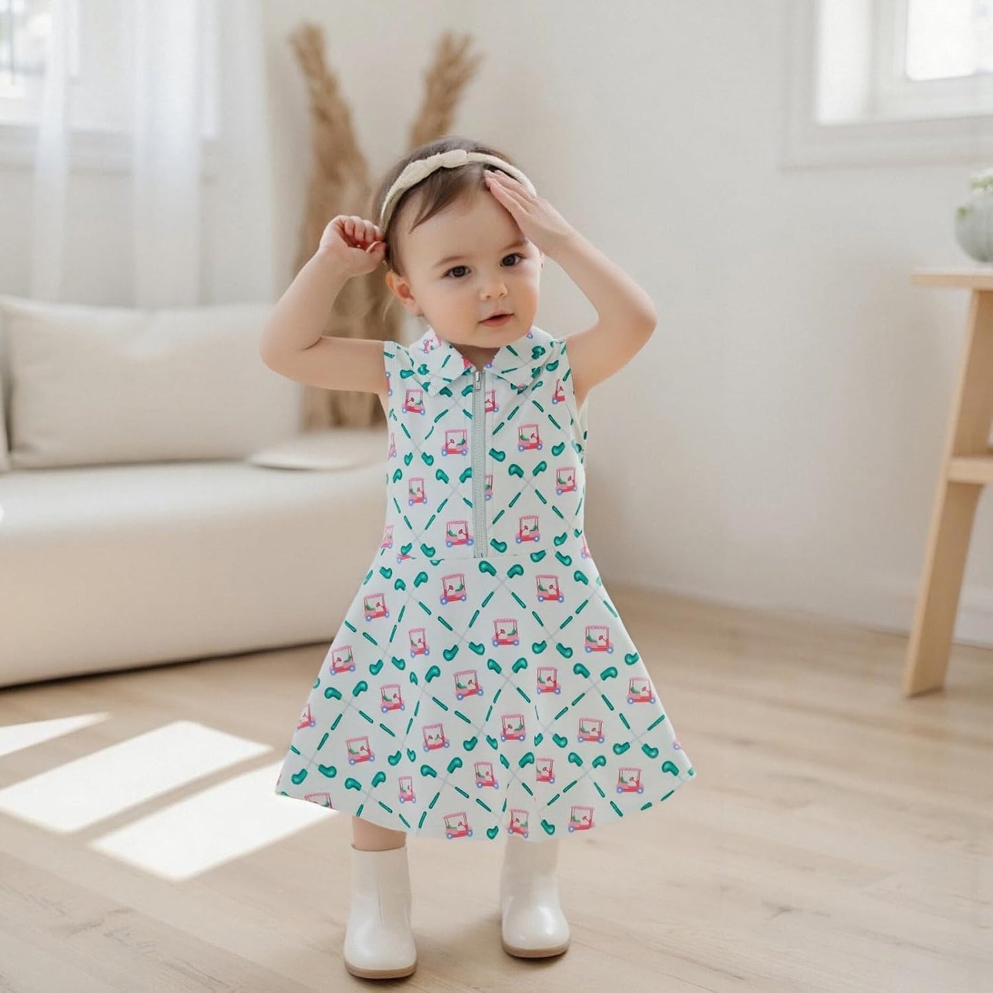 Little Girls Mardi Gras Outfit Toddler Sleeveless A Line Sun Dress Kids Zipper Party Dresses Spring Summer Clothes