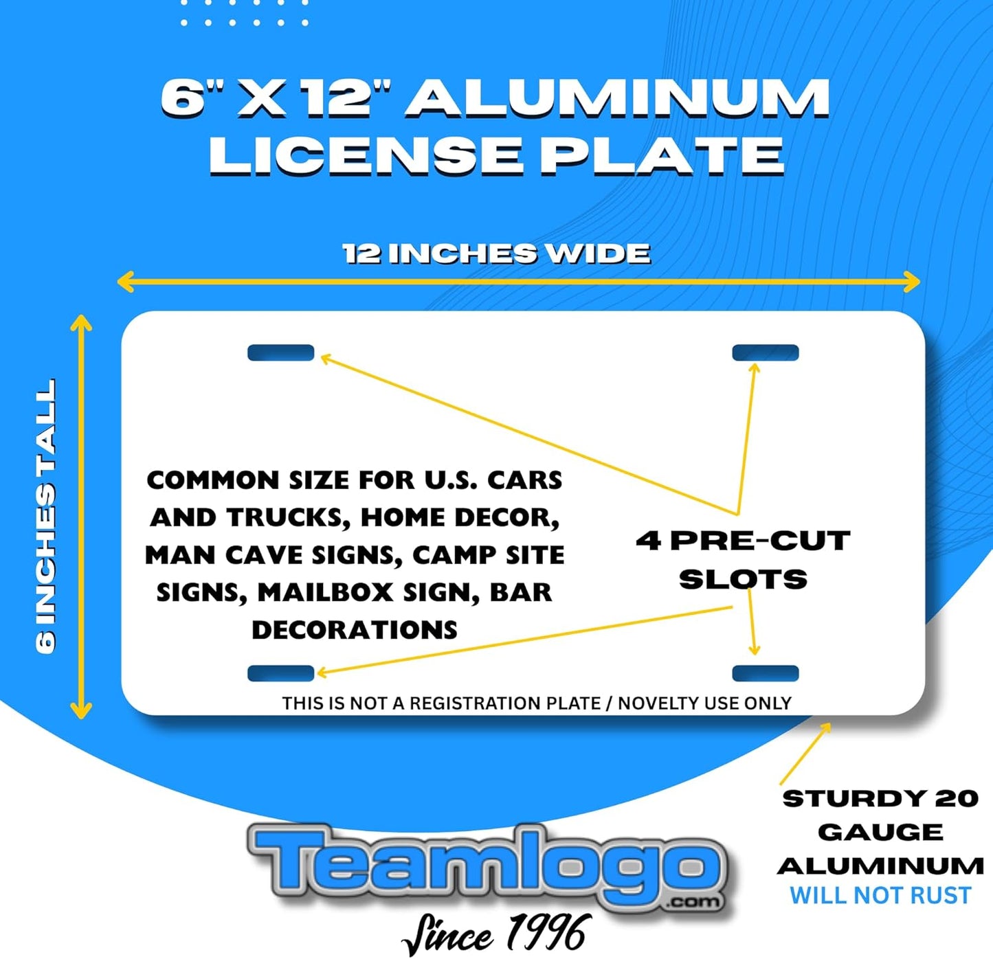 Personalized Washington Souvenir License Plate 6" X 12" (inches) Aluminum. Add Your Name, Text or Numbers.Full Size Novelty Plate - Fits Car and Truck Name Plate Holders VER.1