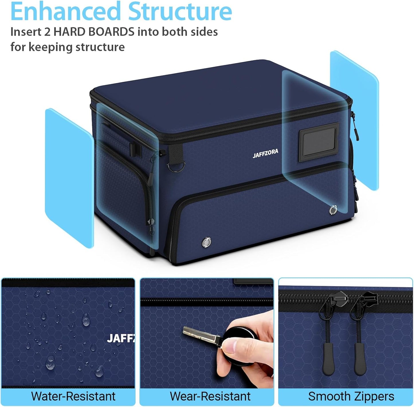 3-Layer Golf Trunk Organizer, Golfer Gifts for Men Women with Separate Ventilated Compartment for 2 Pairs Shoes, Waterproof Car Golf Locker Storage Bag for Golf Gear and Accessories,Blue