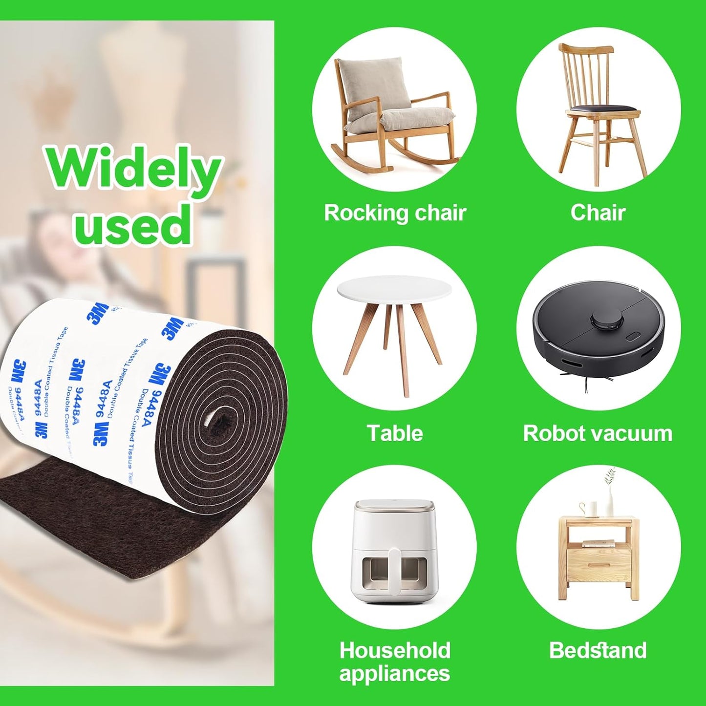 Furniture Pads, Adhesive Felt Tape, 1 Roll 5"x 40" Brown Felt Pads, Floor Protectors