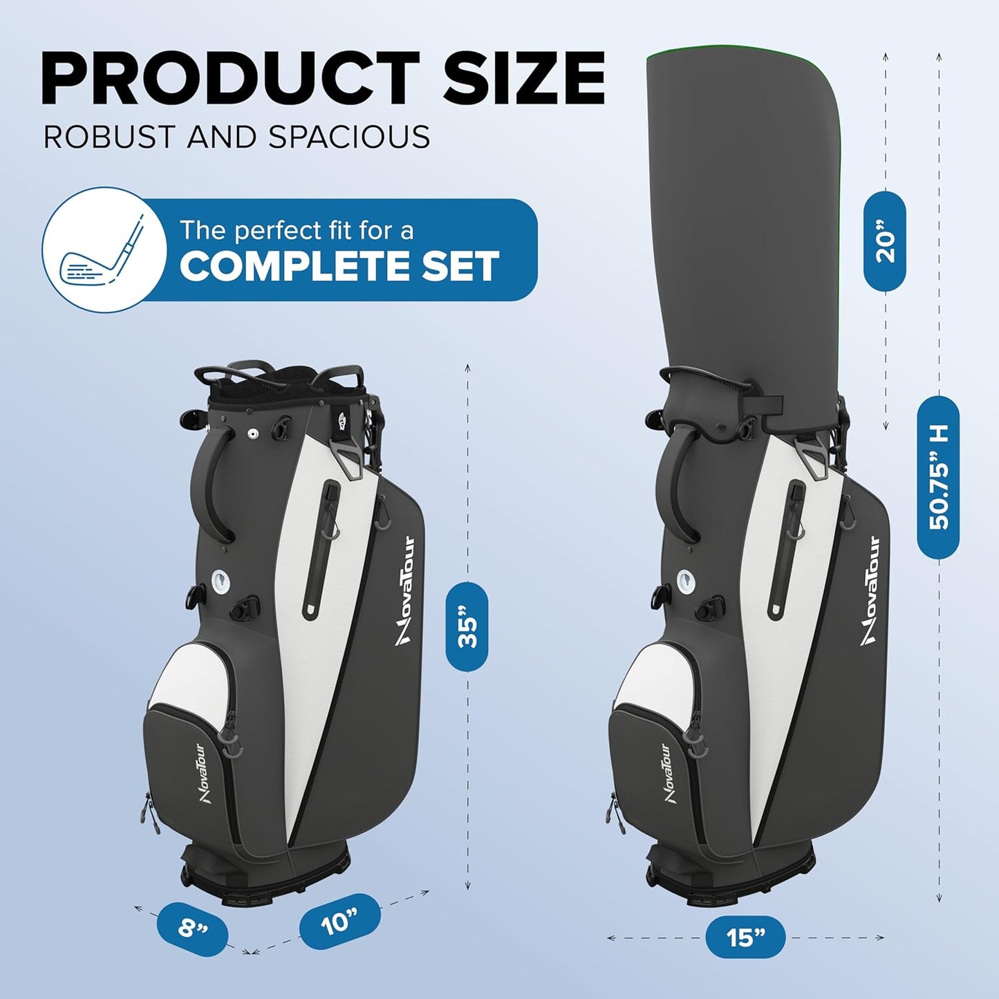 Golf Stand Bag - Lightweight Golf Bag with Stand and 7 Way Dividers, Dual Strap, Waterproof Pocket, Insulated Sleeve, Easy-Lift Handles and Swing-Cam Holder