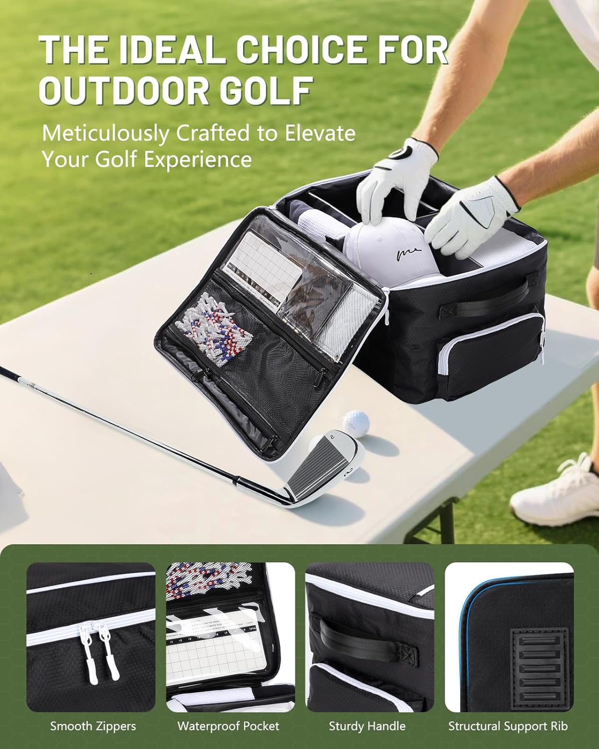 Golf Trunk Organizer, Golf Accessories for Men/Women to Storage Stuff and Gear, Cool Gifts for Golfers, Dad, Him/Her, Birthday or Father’s Day