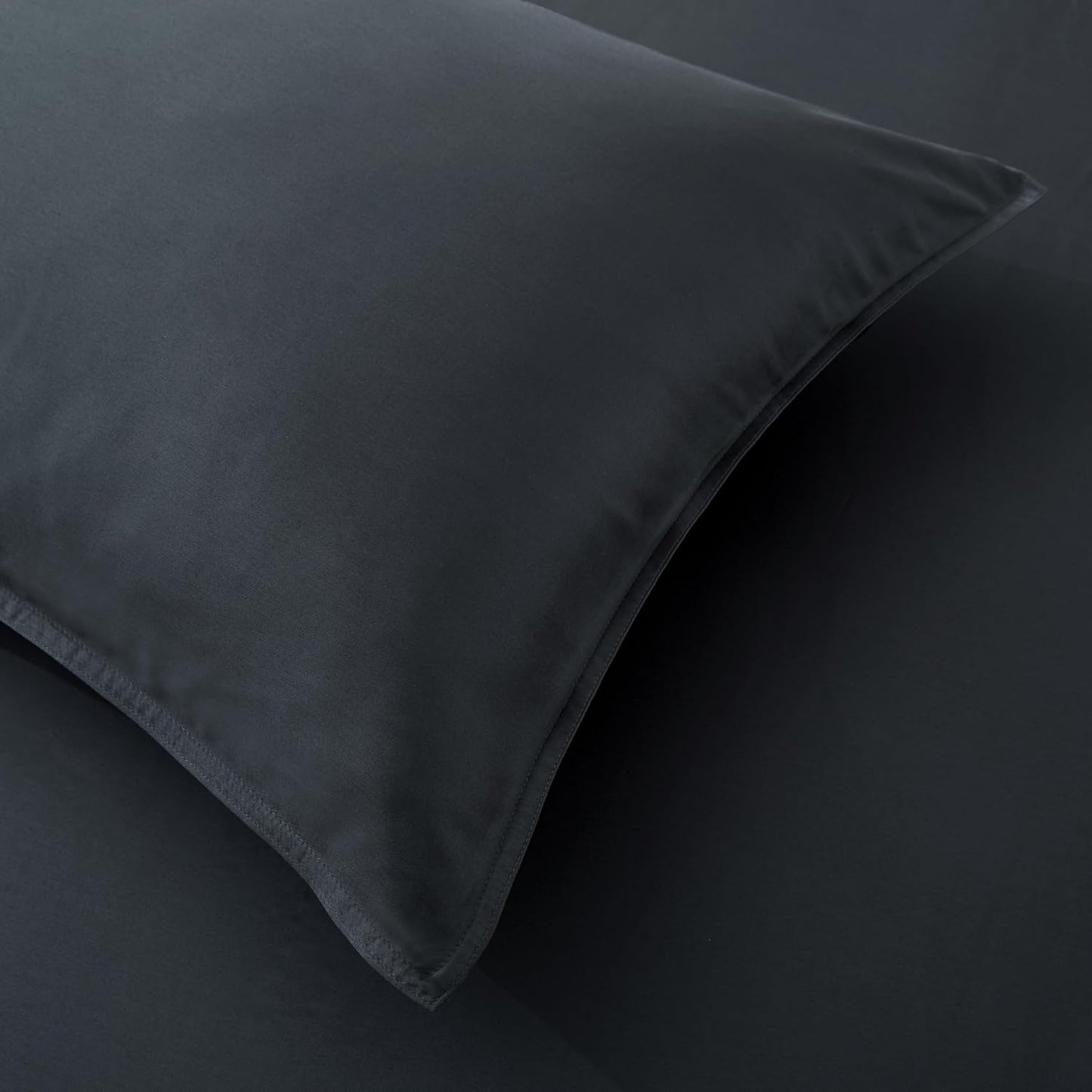 Luxury Bamboo Market | King Envelope Pillowcase Set | 100% Viscose Made from Bamboo | Organically Grown | Ultra Soft | Cooling | 2pcs [Charcoal Grey]