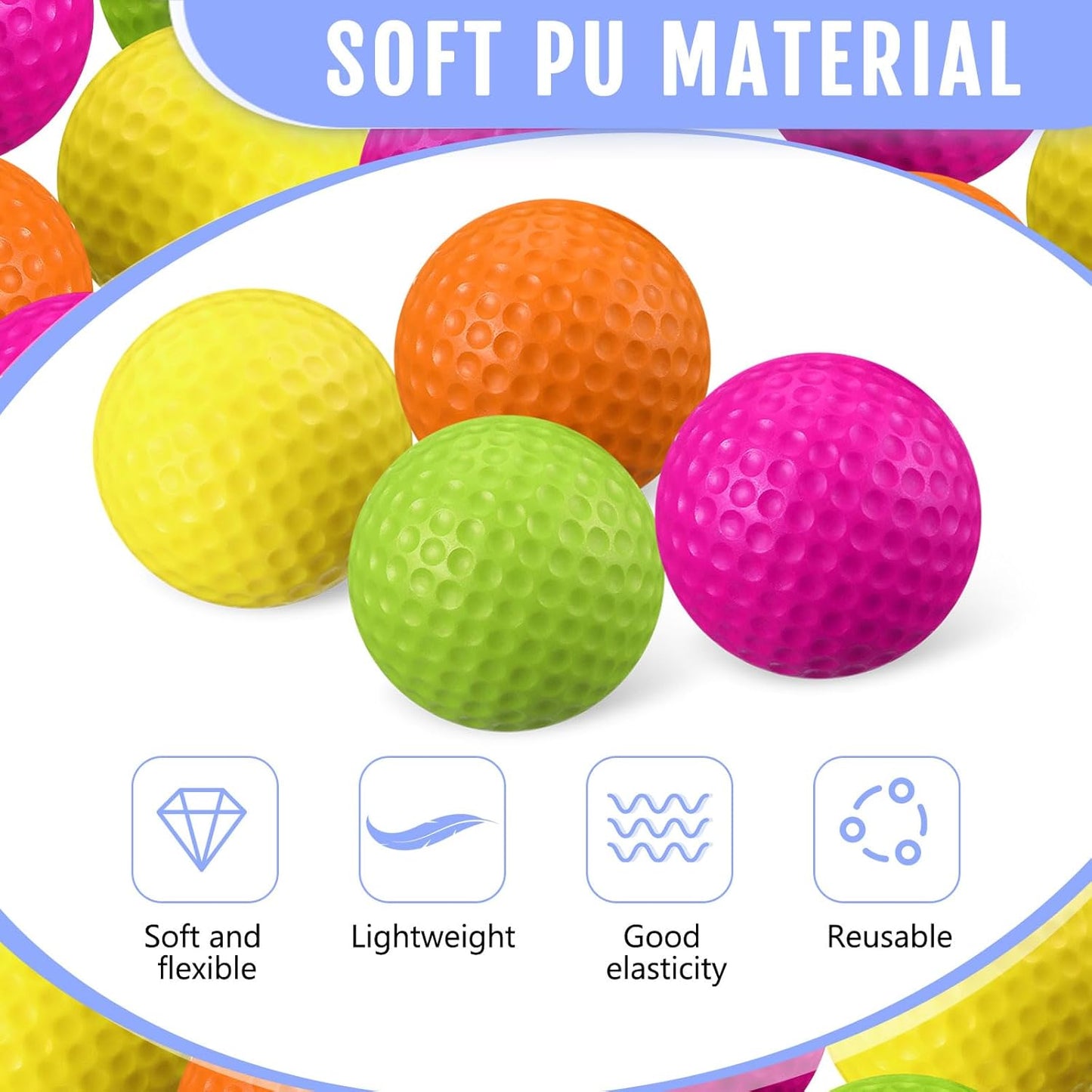 Junkin 24 Pcs Foam Golf Practice Balls Realistic Feel and Flight Training Sport Balls Elastic Soft Foam Golf Balls for Indoor or Outdoor Backyard Training