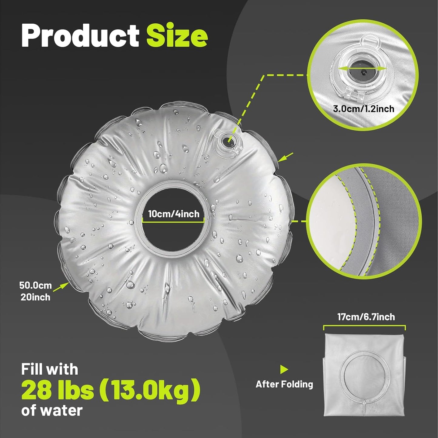 2 Pack 20 in Water Weight Bag for Feather Flag Base & Beach Umbrella - Thickened PVC Water Fillable Base for Feather Flag Beach Umbrella and Photography Stand, Collapsible Flagpole Base, 28 lbs Each