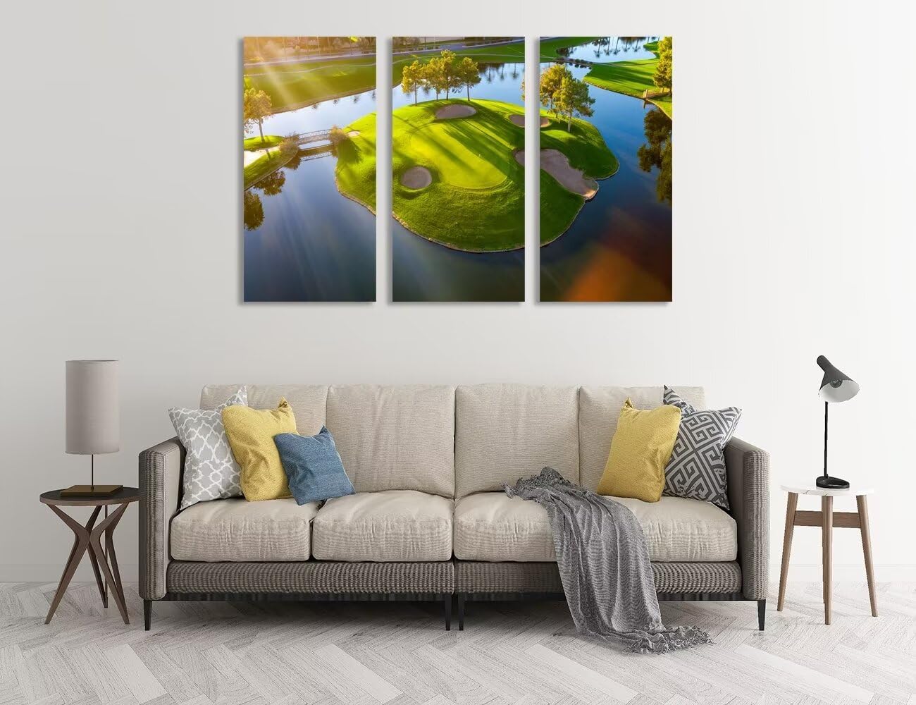 Island Golg Hole in Arizona Golf Course Wall Art for Living Room Bedroom Bathroom Home Decoraitons Golf Course Pictures Posters Framed Artwork Canvas Prints Ready to Hang(20''W x 40''H x3)