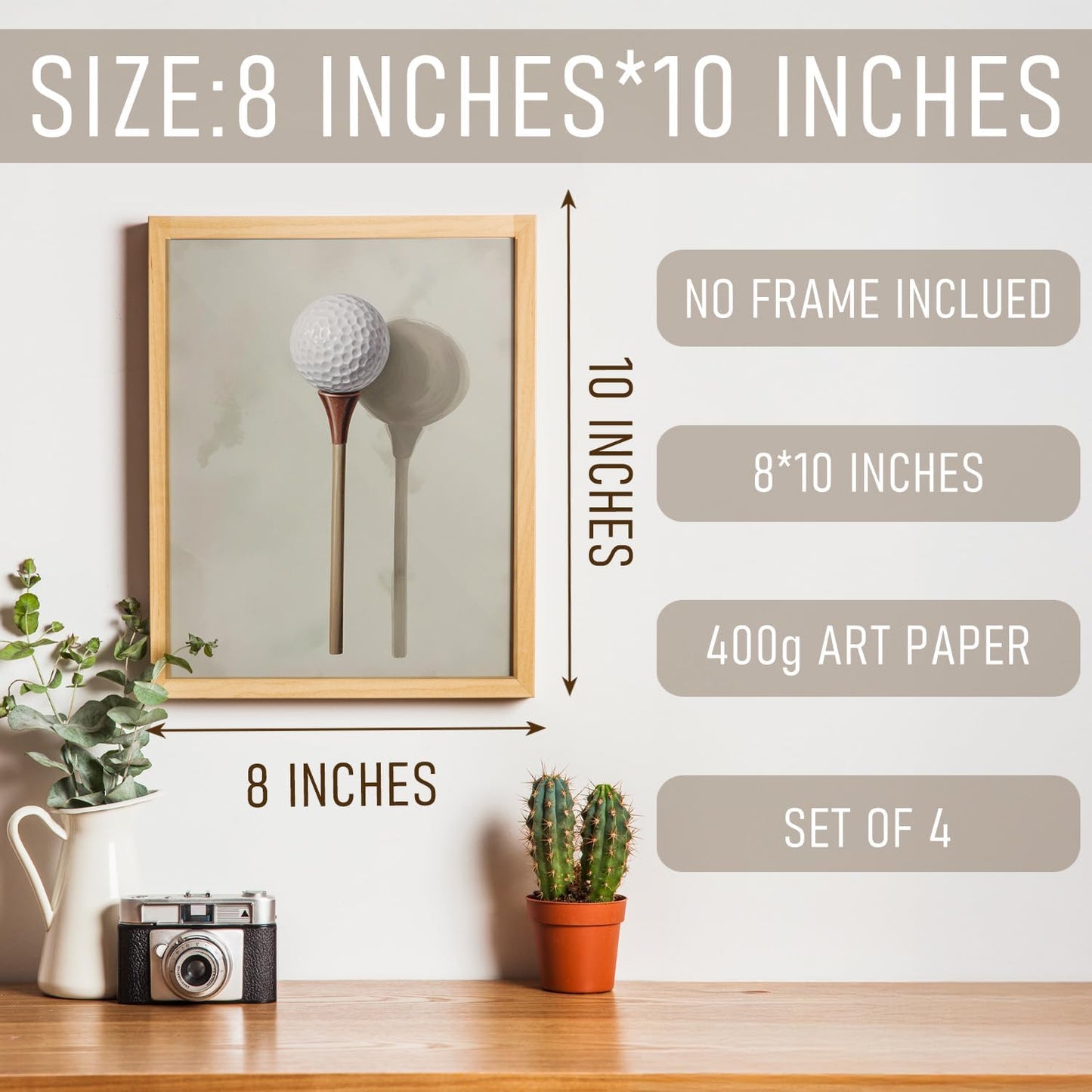 BRRNYOI Golf Nursery Wall Art Posters Set of 4, Sports Room Decor for Boys, Vintage Golf Club Course Cart Canvas Prints Wall Decor for Kids Boy Teen Bedroom Dorm Playroom, 8x10 Unframed