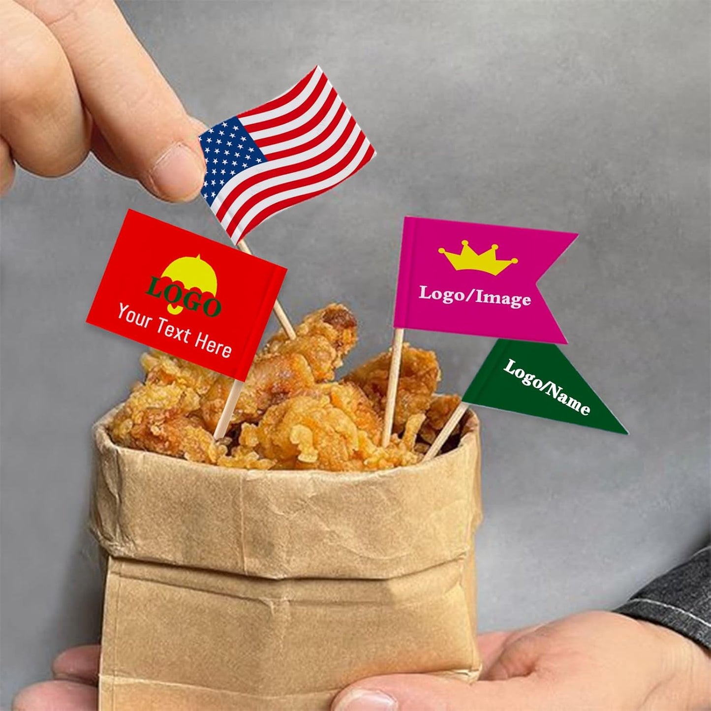 Custom Toothpick Flags with Logo/Photo 100Pcs, Personalized Cheese Markers for Hamburger Cupcakes Toppers Party Decoration Food Labeling -Swallowtail
