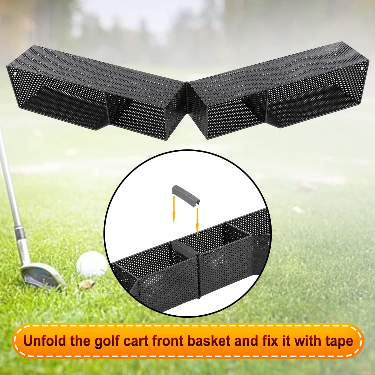 XUANYUDG0769 Golf Cart Front Inner Basket Mesh Storage Tray Organizer Extended Additional Storage for Golf Carts