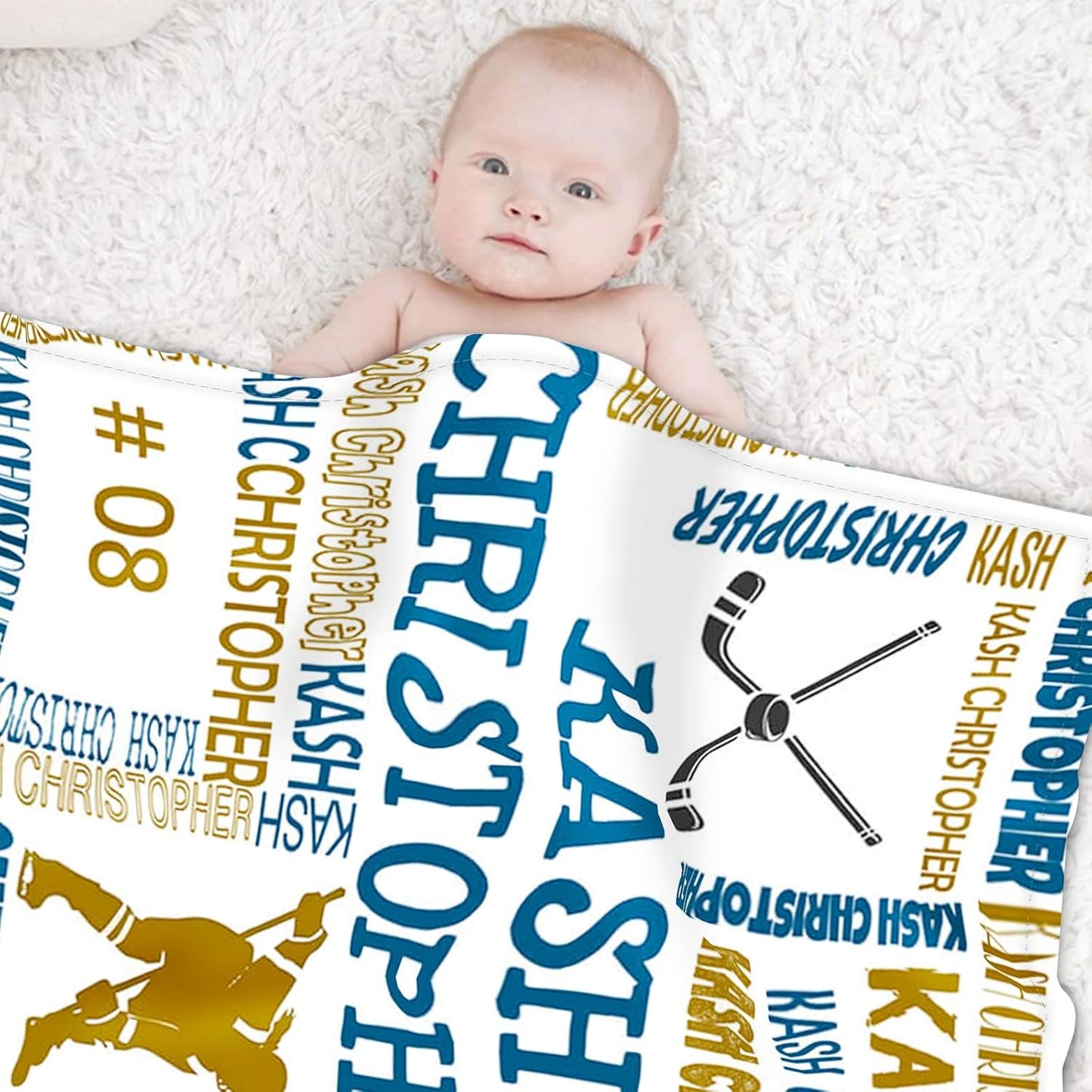Custom Name Hockey Blanket - Personalized Names Soft Plush Flannel Throw Blankets for Baby Kids Teen Girls Holidays Birthdays Gifts Color10