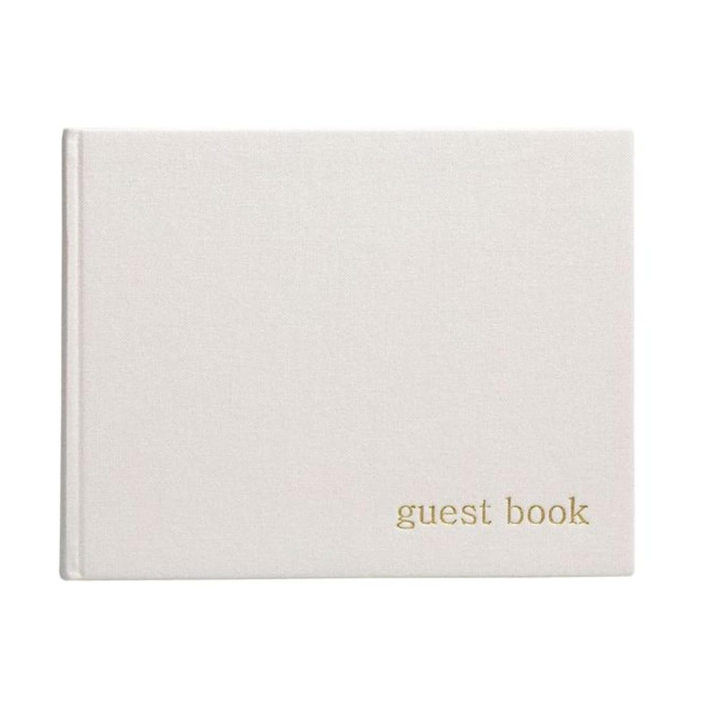 Pearhead Linen Guest Book – Classic Ivory with Gold Script, For Gender Neutral Baby Shower, Wedding, Bridal Shower, Party or Event, Keepsake 100 Blank Pages