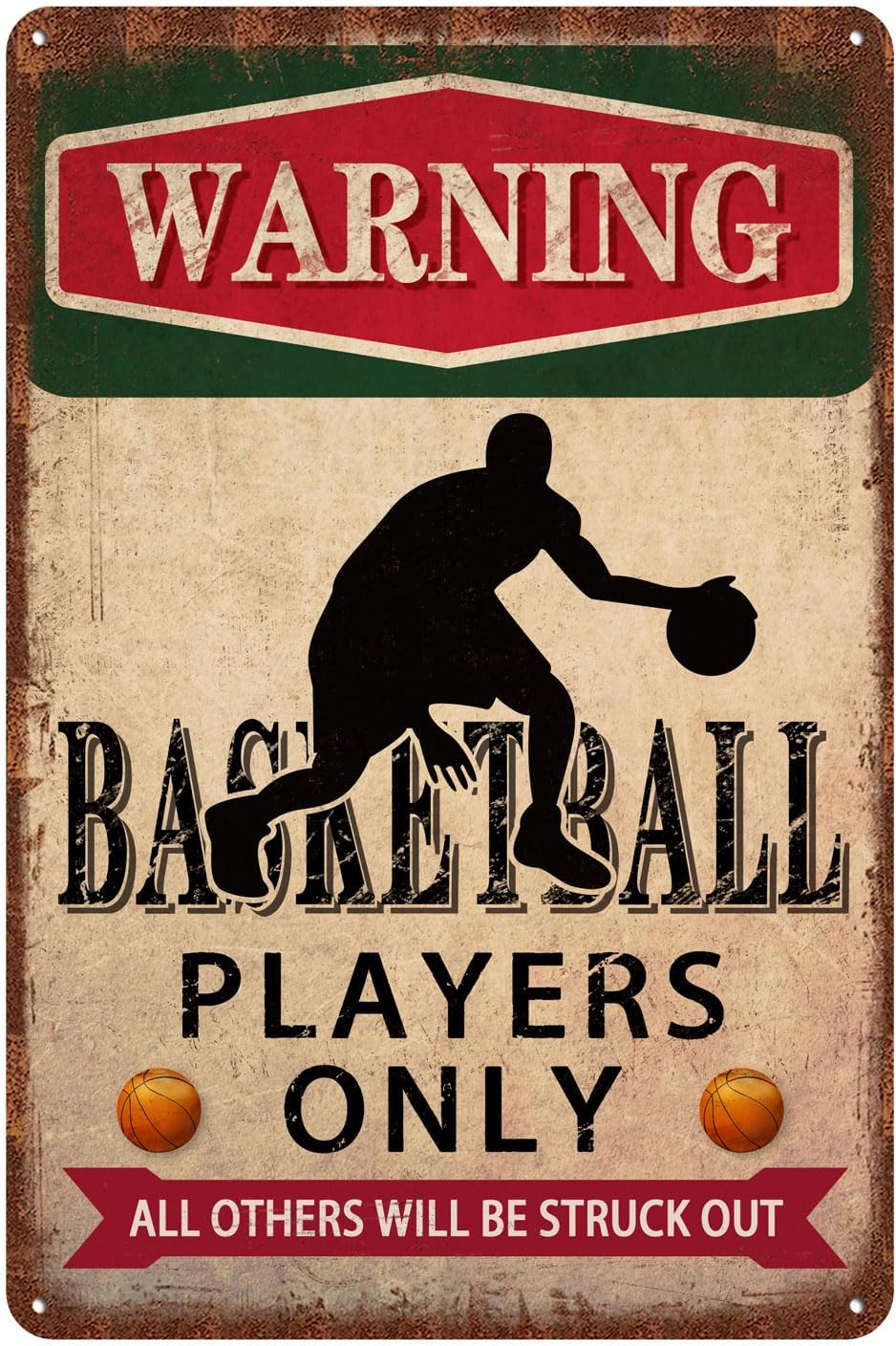 Basketball Accessories Basketball Decor For Boys Room Basketball Gifts Sports Signs Warning Basketball Players Only Metal Tin Signs