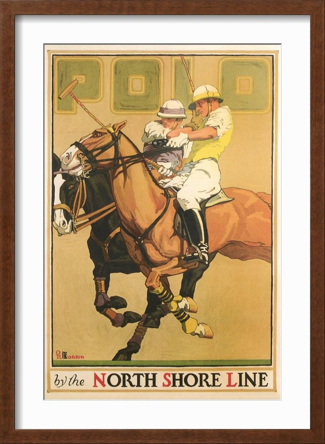 ART.COM Wall Art Print Polo Poster on Brown Frame, 17" x 23"