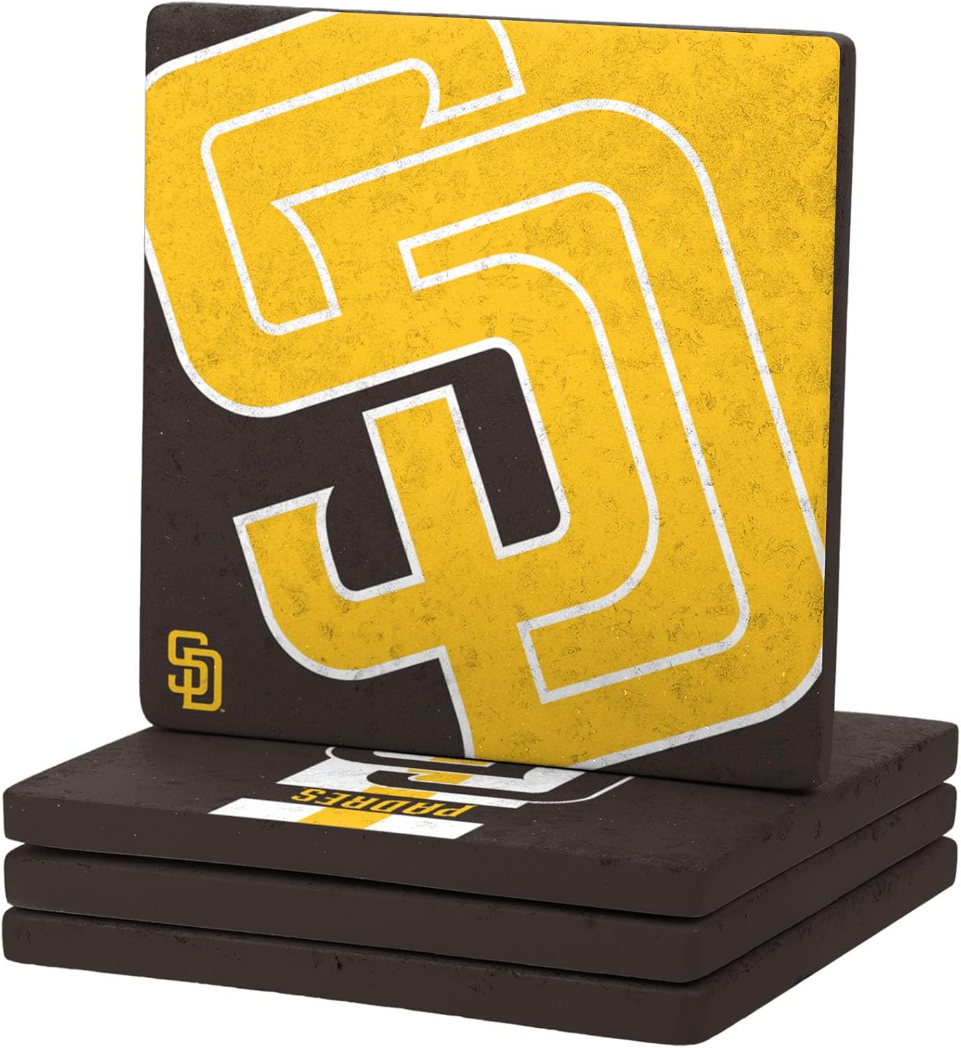 FOCO MLB Official 4-Pack Beverage Drink Ceramic Stone Coaster Set (San Diego Padres)