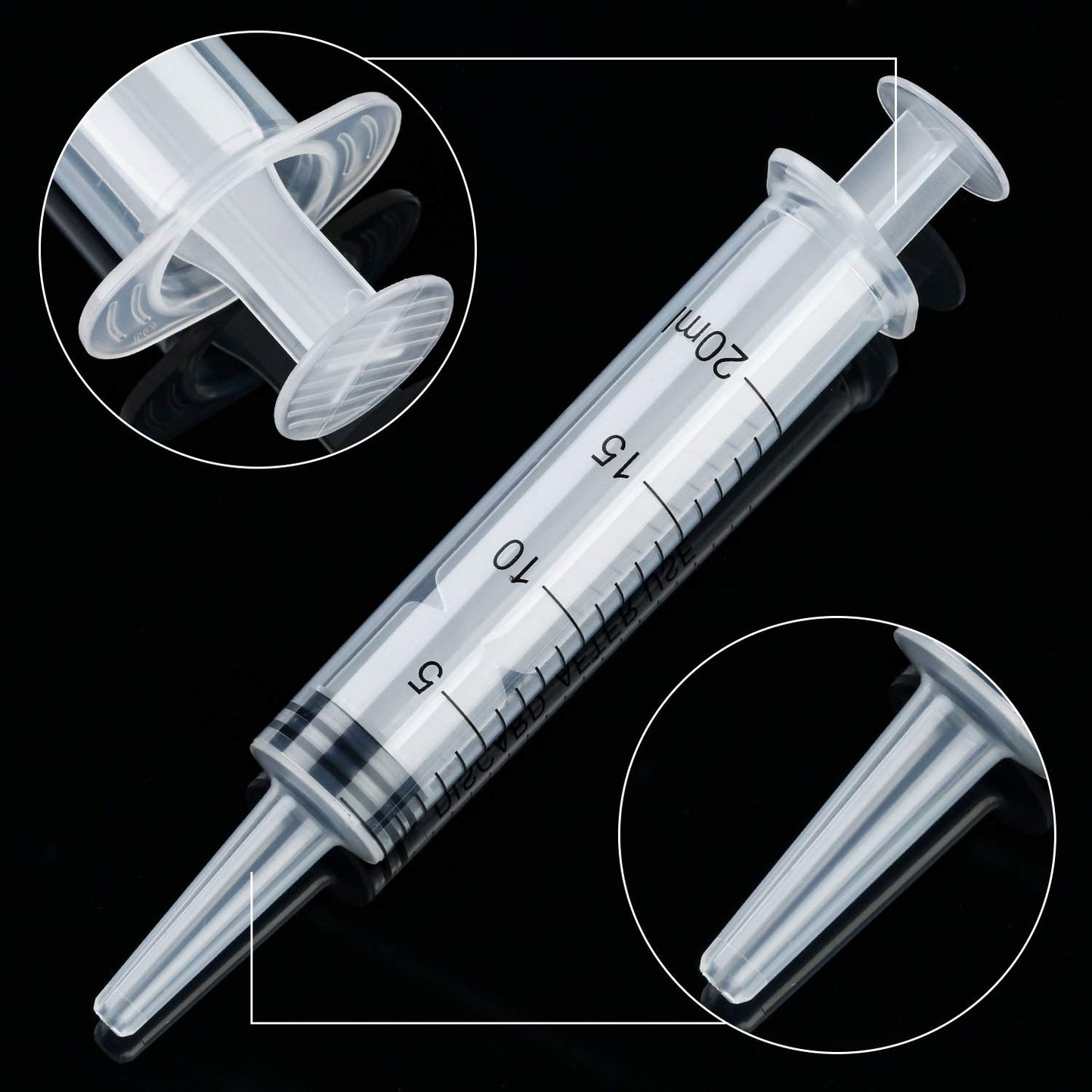 10 Pack Plastic Syringe Liquid Measuring Syringes Without Needle for Epoxy Resin, Craft, Scientific Labs, Feeding Pets Animals, Oil or Glue Applicator (20 ML)