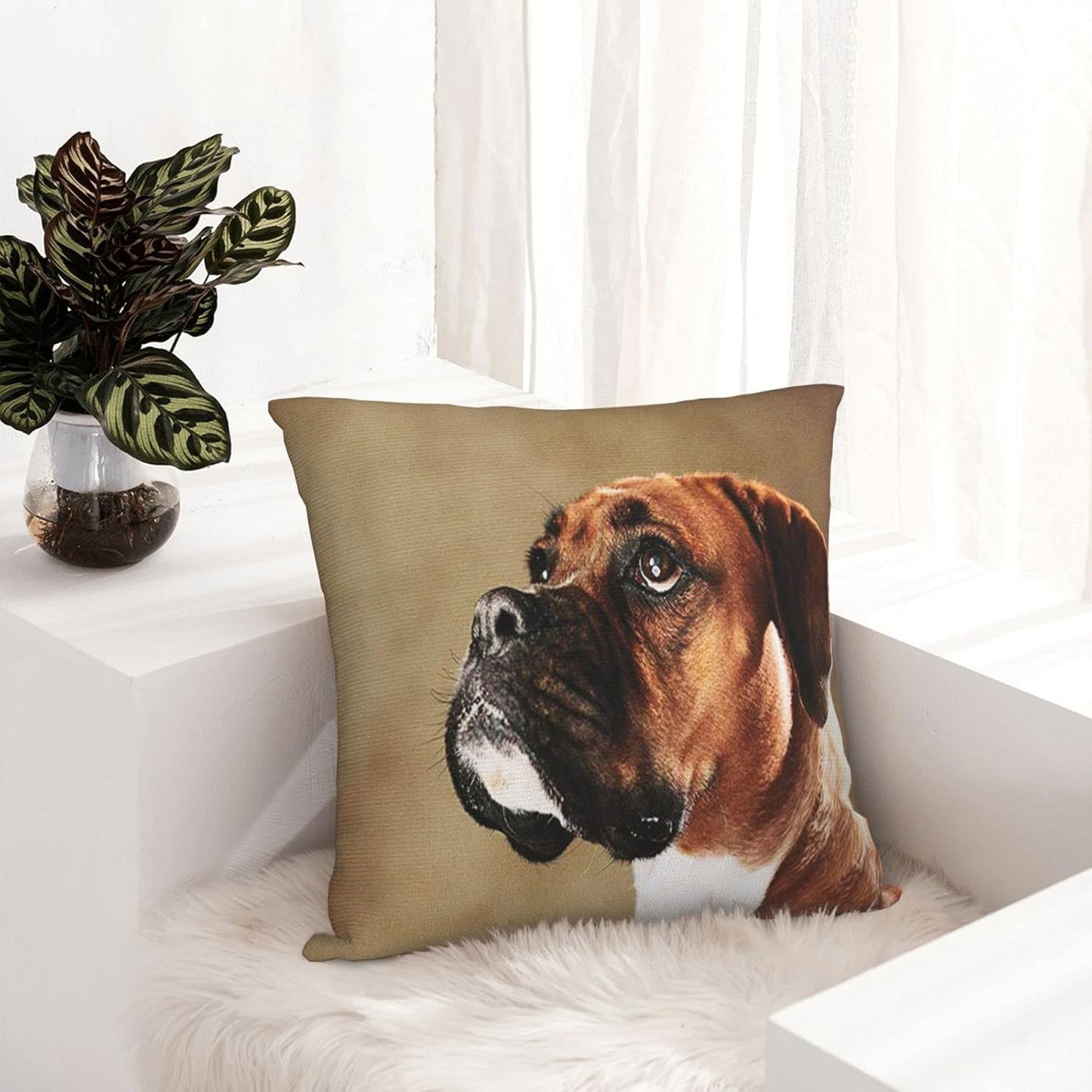 Boxer Dog Throw Pillow Covers 18x18 Inch Farmhouse Home Room Decor for Bedroom Living Room Sofa Car Cushion Pillow Case