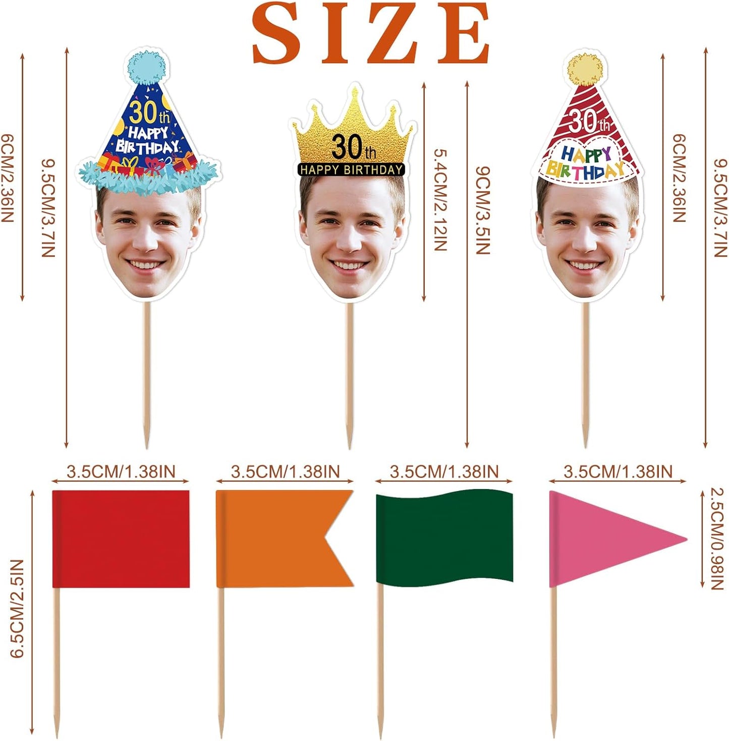 Custom Cupcake Toppers Picture up to 100Pcs Personalized Toothpick Flags for Food Drink Decorations Customized for Birthday Graduation Parties Weddings Celebrations - Swallowtail