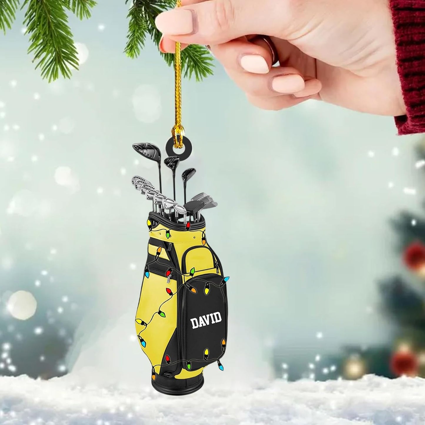 NAZENTI Personalized Golf Bag Lights Christmas Ornament 2025, Custom Name Golf Bag, Customization Golf Bag and Irons Decoration for Xmas Tree, Golfing Keepsake Gift for Golfer & Golf Player