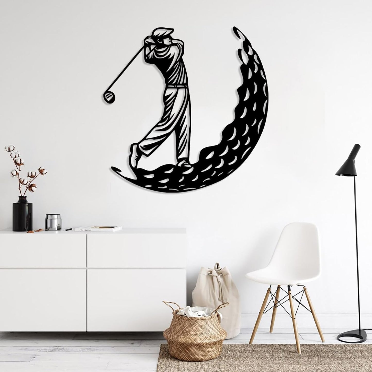 Golf Metal Wall Art, Golfer Metal Wall Decor, Golf Ball Wall Decor, Sports Wall Art, Sports Theme Wall Decor, Gift for Golf Player, Gift For Father, Home Office Wall Art, Man Cave (Gold, 24"x24"|60x60cm)