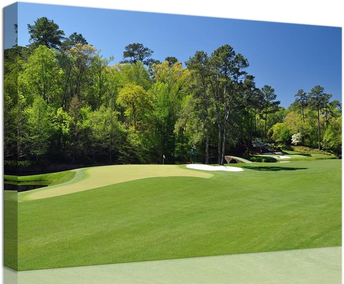 chenchenArt Augusta National Wall Art - Augusta Golf Course Wall Art for Living Room Bedroom Bathroom - Augusta Golf Course Picture Poster Canvas Prints Framed Ready to Hang(28''H x 44''W)