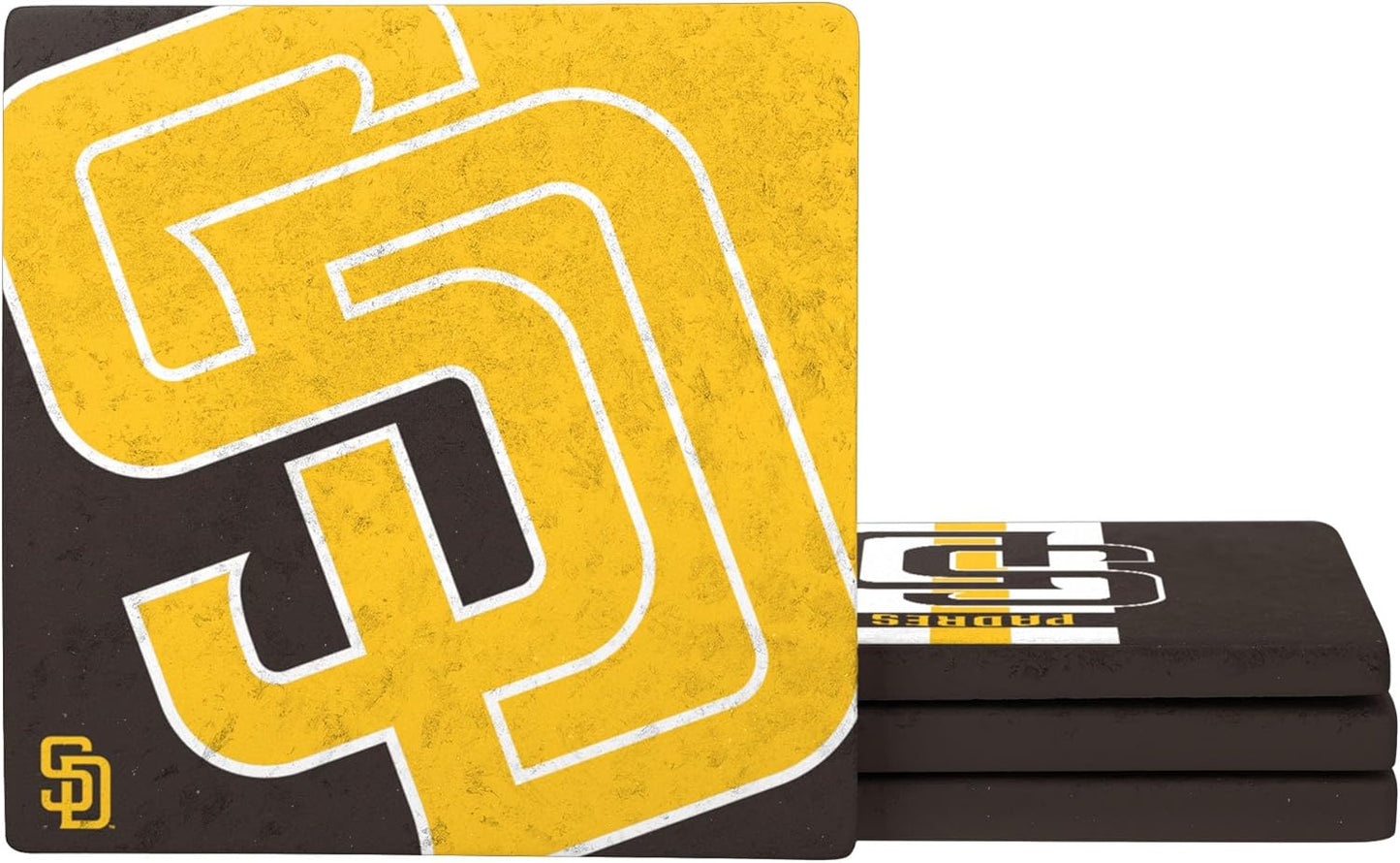 FOCO MLB Official 4-Pack Beverage Drink Ceramic Stone Coaster Set (San Diego Padres)