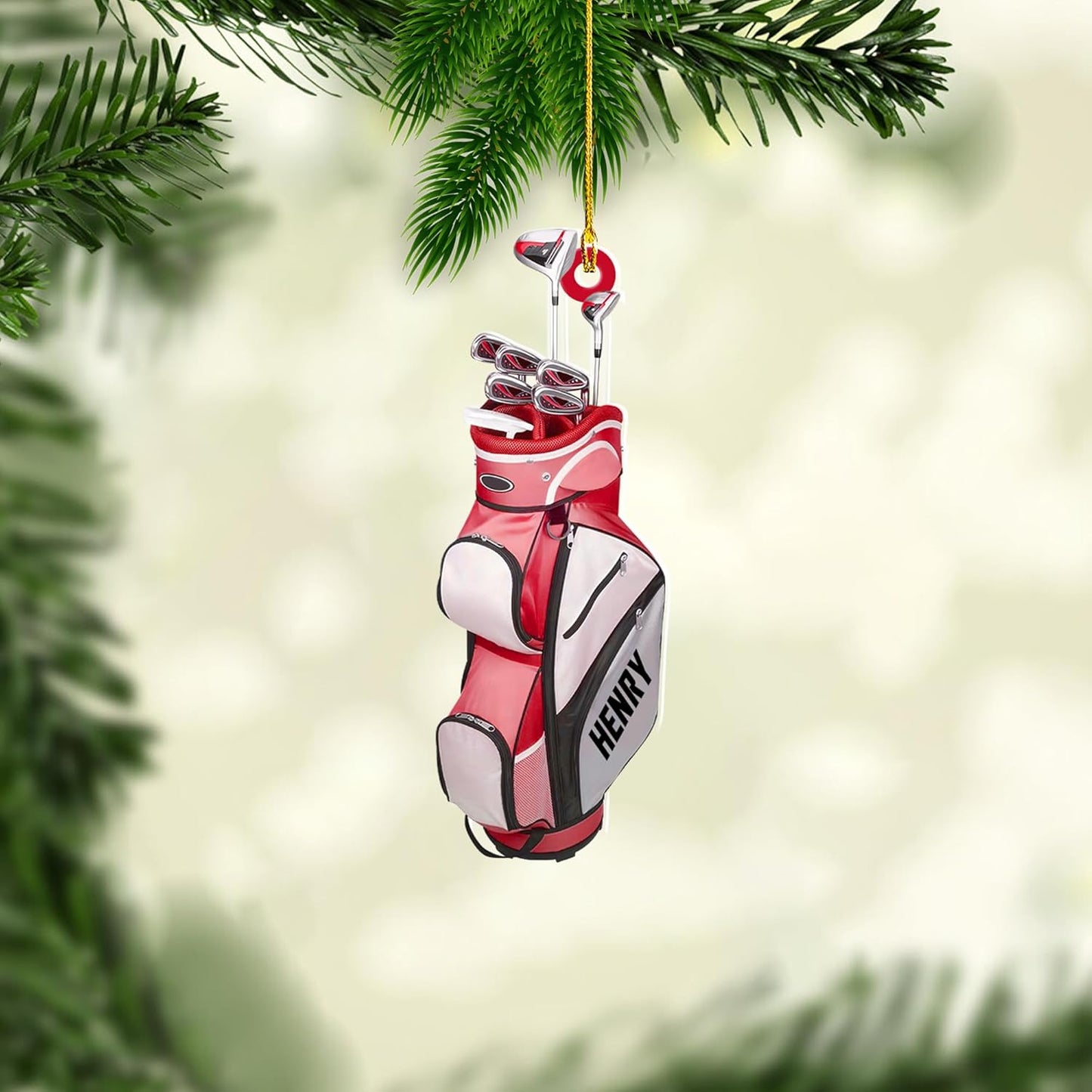 Personalized Golf Ornaments for Christmas Tree 2025 Custom Golf Christmas Ornament Golfing Bag Ornament Sports Golf Cart Ornaments Gift for Golfer Bag Golfing Lovers Hanging Decoration (G5)