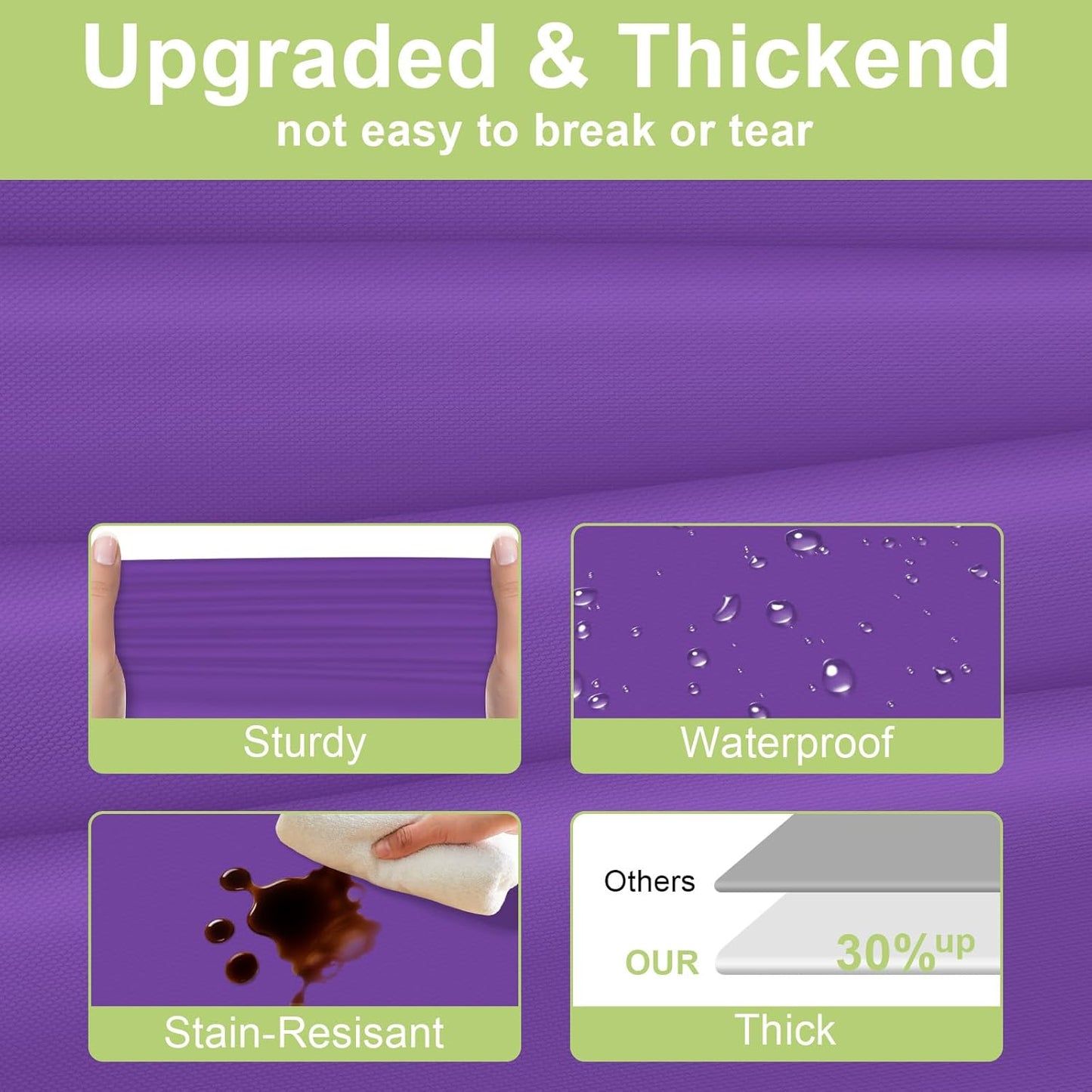 QIKSION Plastic Table Cloth Disposable 12 Pack, 54 x 108 Inch Tablecloths for Rectangle Tables, Purple Plastic Table Cover