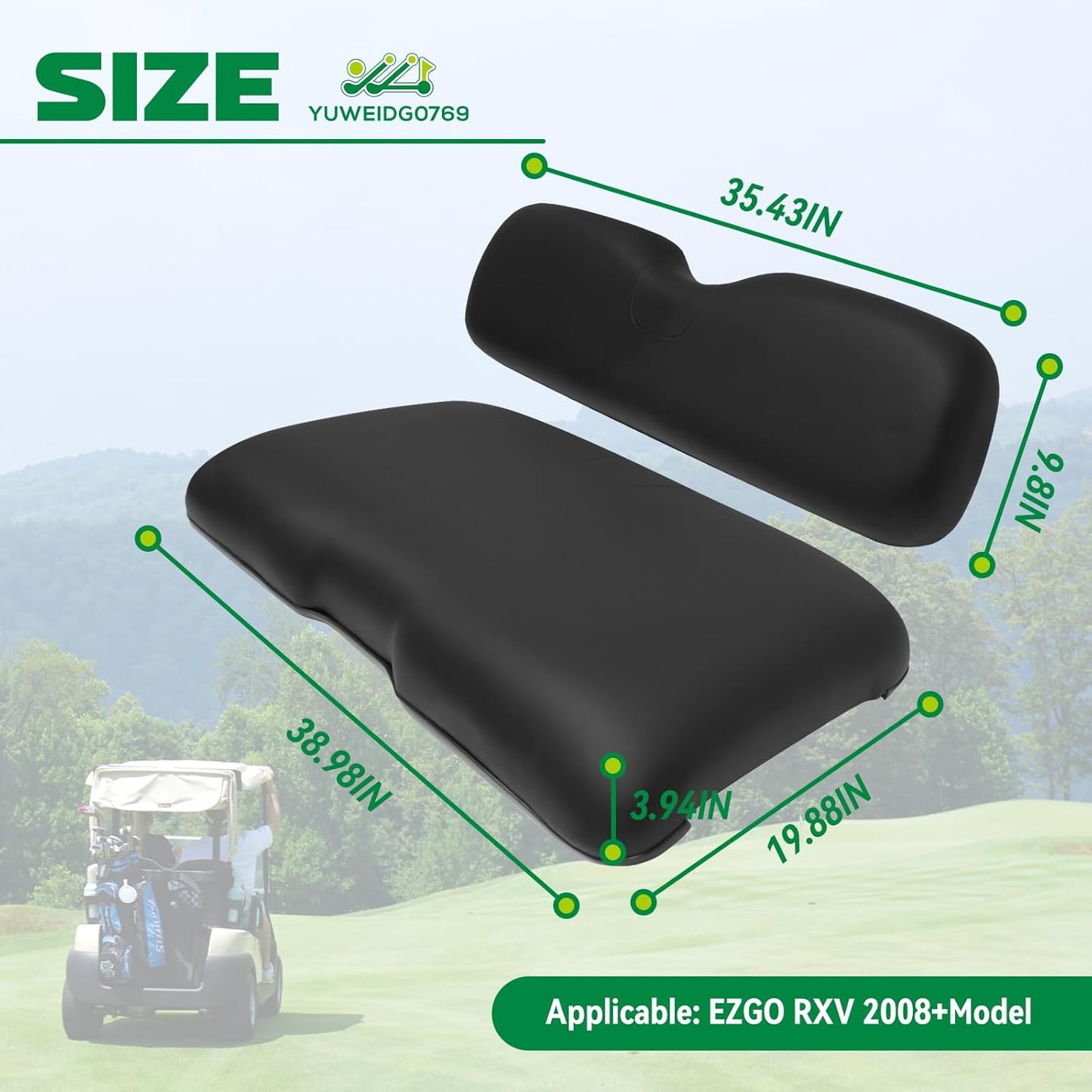 Golf Cart Replacement Seat Fit for EZGO TXT RXV Club Car Precedent DS Golf Cart, Factory Style Golf Cart Front Seat Cushions & Seat Back