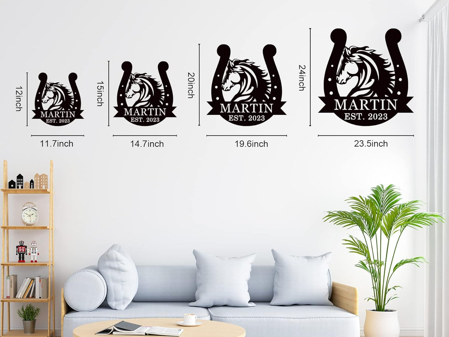 Personalized Horse Head Metal Sign，Horse Head Horseshoe Monogram Sign，Last Name Sign Equestrian Horse Lover Gift Horseshoe Living Room Decor