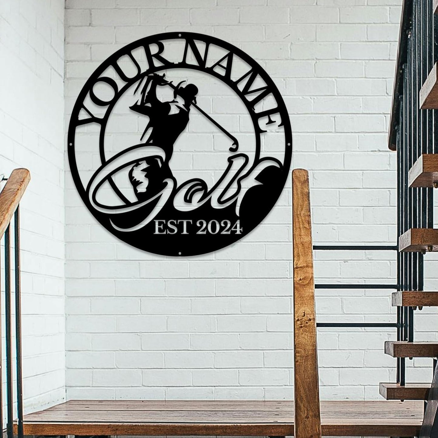 Golf Art Metal Signs,Custom Golf Metal Name Signs,Personalized Golf Signs,Black Golf Metal Wall Art Signs,Golfball Home Outdoor Metal Signs (Style F)