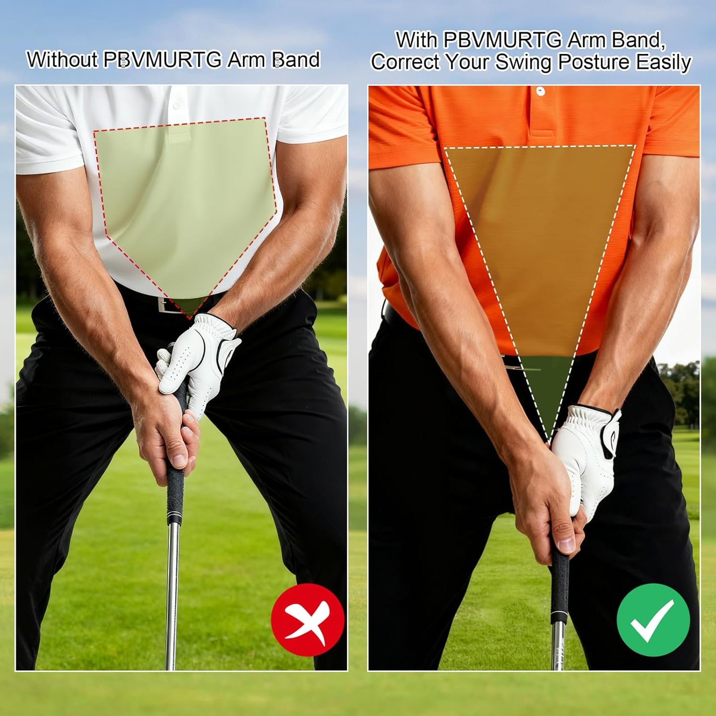 Golf Swing Training Aid with Instructions for use，Swing Correcting Arm Band Without unpleasant Smell，Golf Swing Band not Easily Sliding Down The arms. Swing Easy, Golf Arm Band Training Aid.