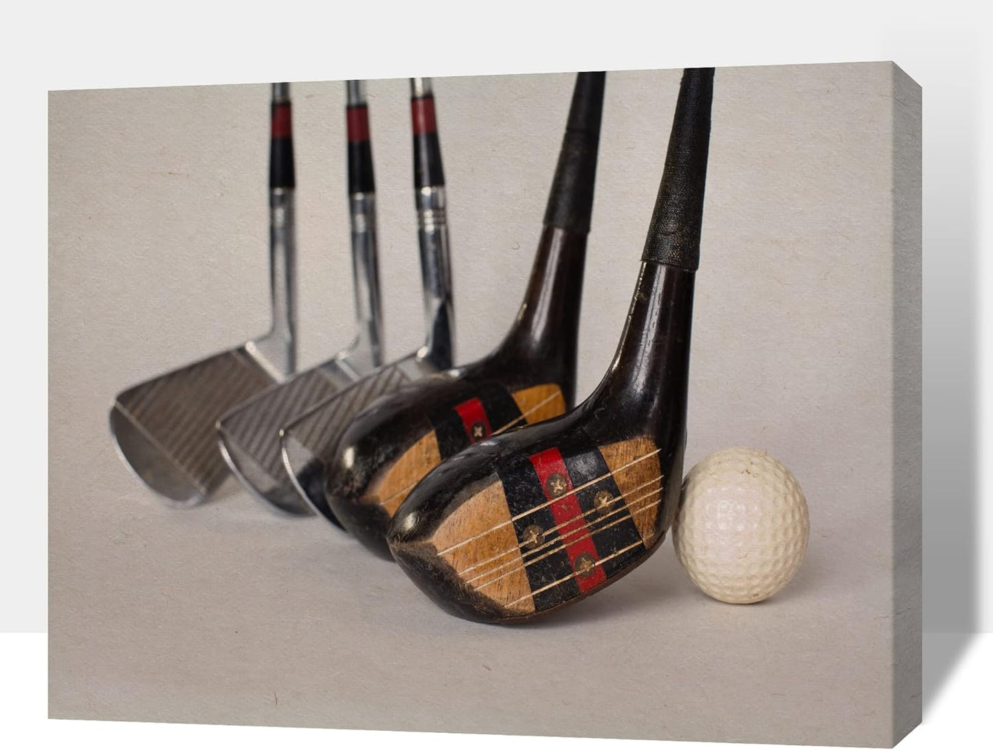 Golf Canvas Wall Art, Modern Golf Clubs Picture for Living Room Wall Decor, Men's Sports Golf Balls Poster Prints for Home Decor, Framed Artwork for Office Bathroom Decor Ready to Hang 12x18 Inches