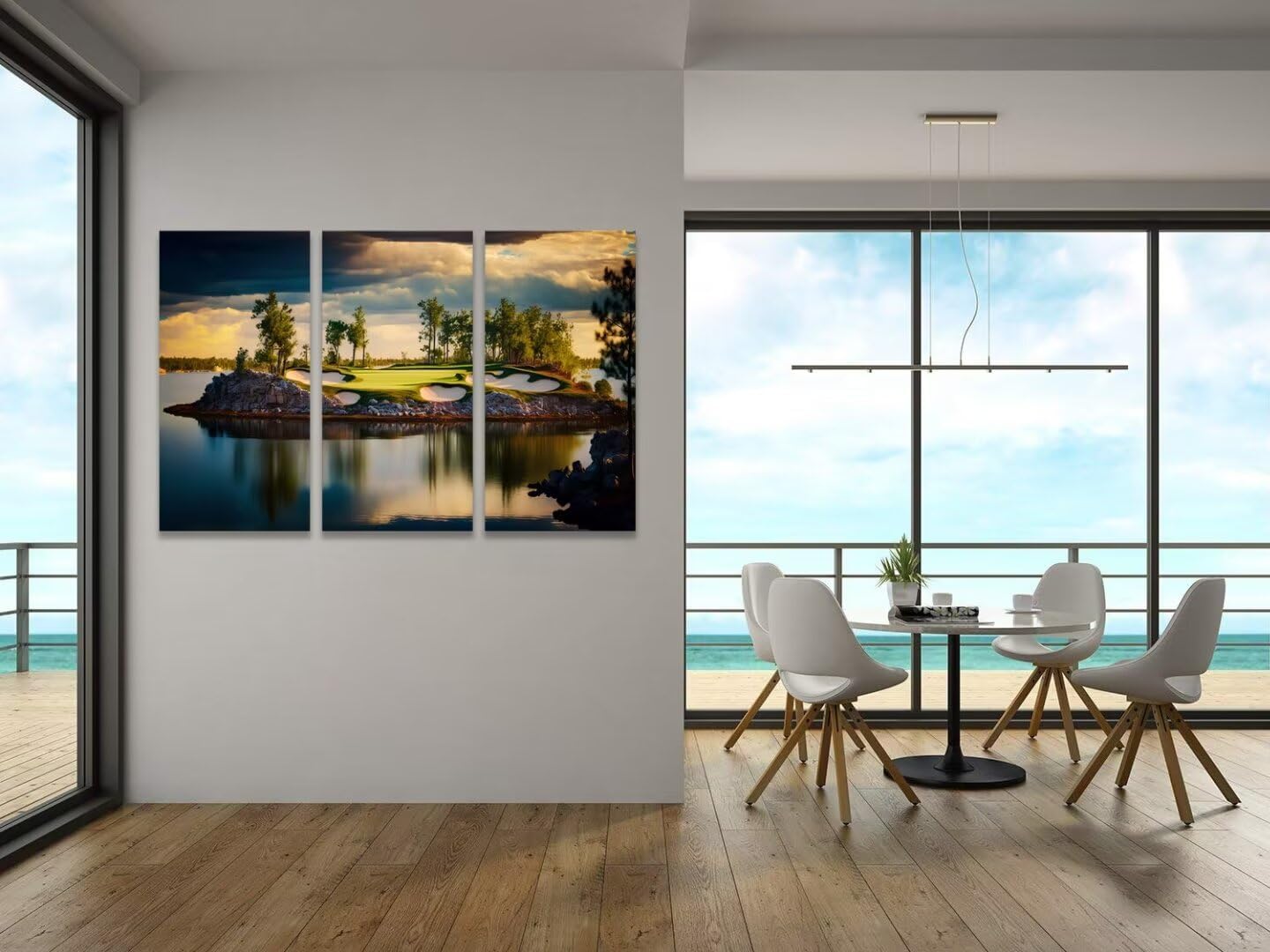 USA Golf Course Wall Art for Living Room Bedroom Bathroom Home Decorations Golf Course Pictures Posters Print on Canvas Modern Artwork Framed Ready to Hang(20''W x 40''H x3)