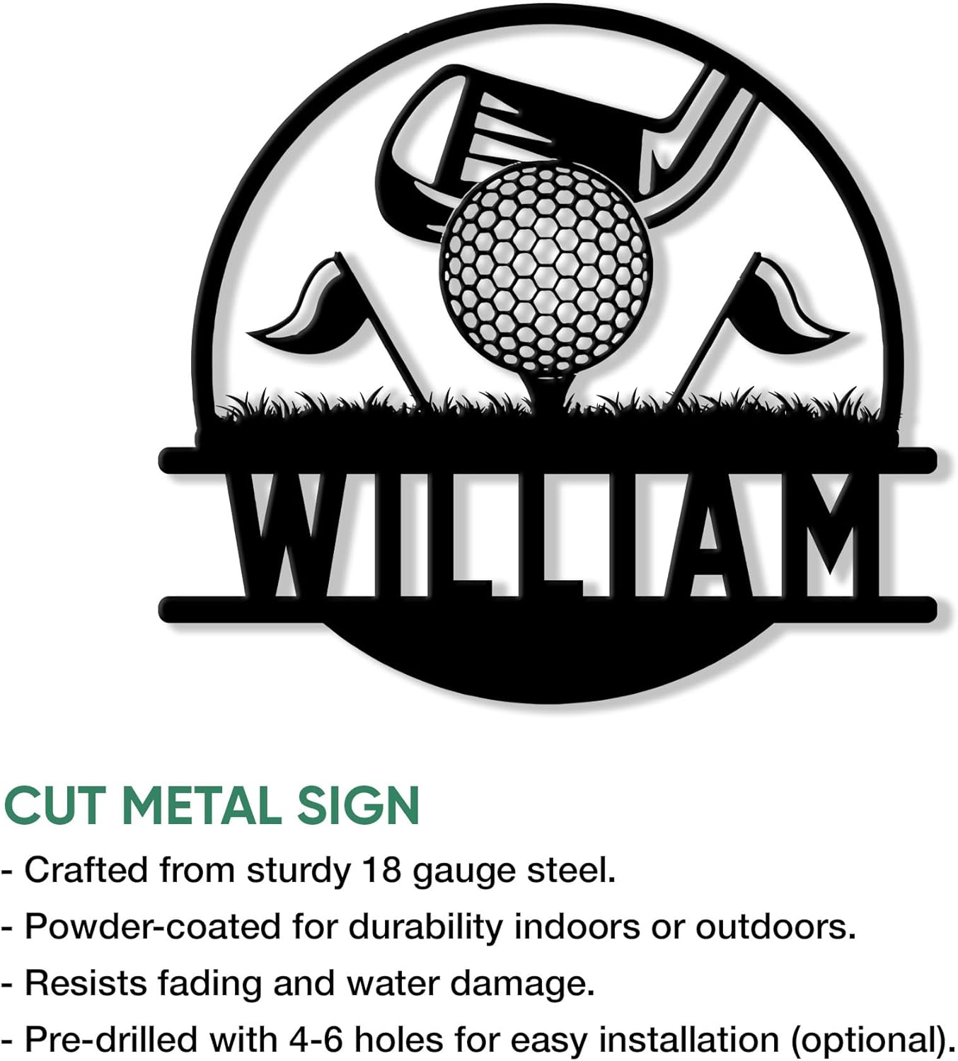 Personalized Golf Metal Sign – Custom Golfer Name Wall, Fence, Yard, Porch, Patio, Home, Office, or Clubhouse Decor – Gifts for Dad, Mom, Husband, Wife, Son, Daughter on Birthday or Holiday