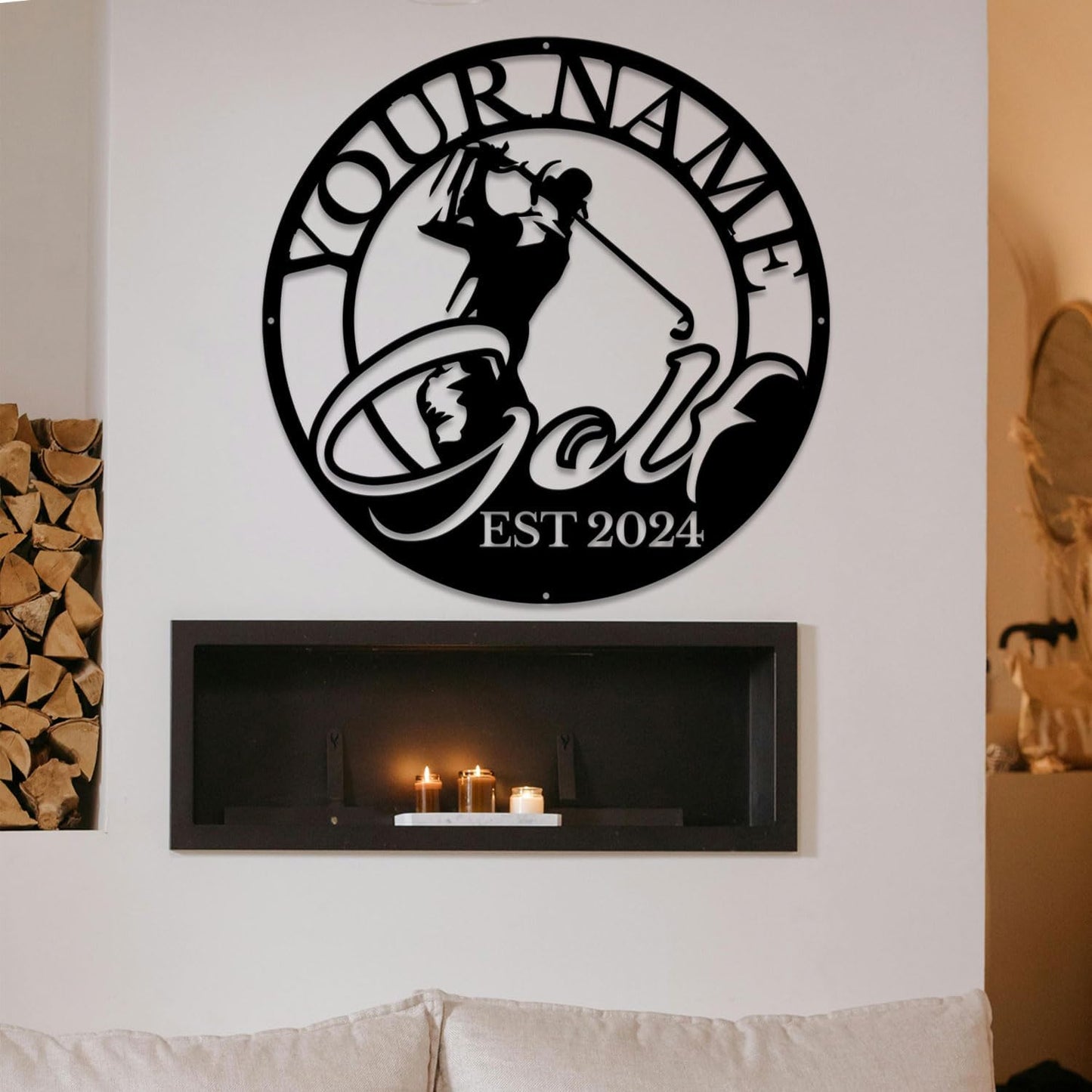 Golf Art Metal Signs,Custom Golf Metal Name Signs,Personalized Golf Signs,Black Golf Metal Wall Art Signs,Golfball Home Outdoor Metal Signs (Style F)