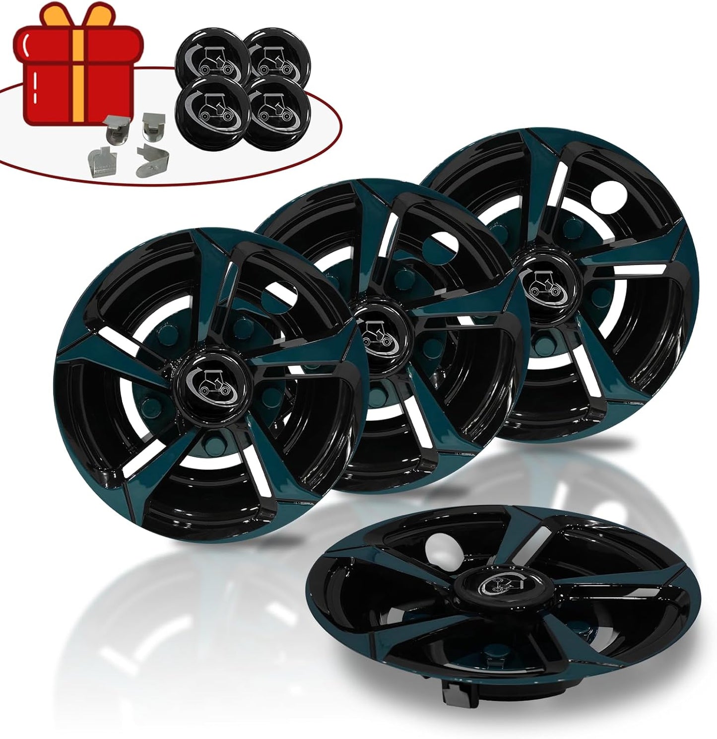 Golf Cart Wheel Covers Hub Caps for EZGO, Club Car, Yamaha Most Golf Carts- 8 Inch Set of 4, Golf Cart Hub Cap