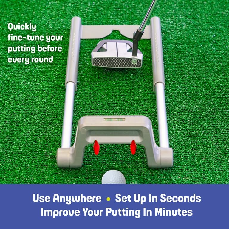 Golf Putting Trainer: Pur Truth Replaces 8 Most Used Golf Putting Aids - Premium Mastery System - Perfect Eyeline Accuracy, Stroke Path, Length and Arc. Precise Square Face Training.